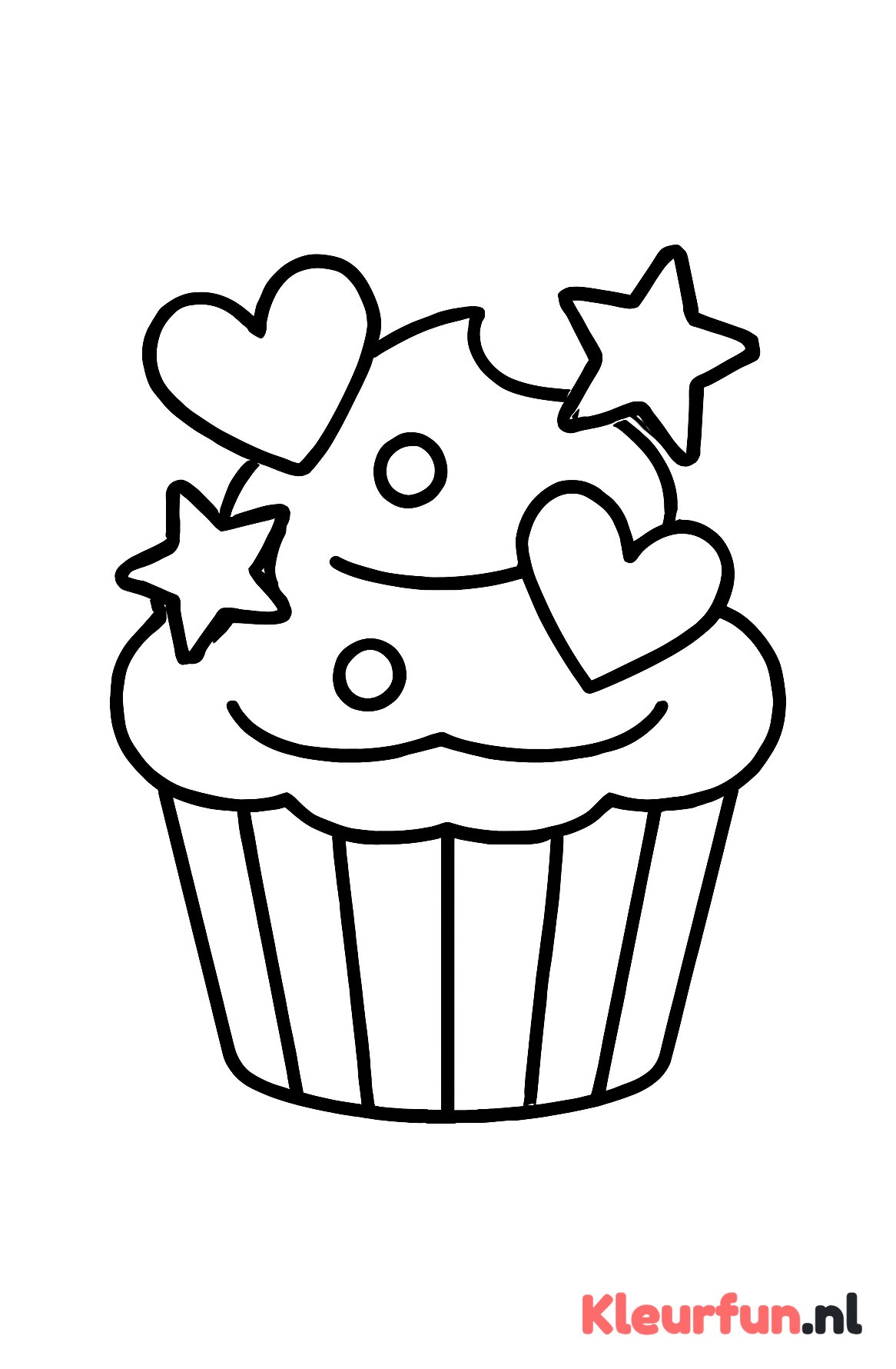 Cupcake met hartjes en sterren