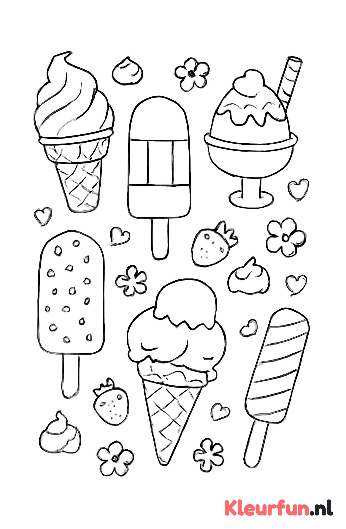 Diverse ijsjes met toppings