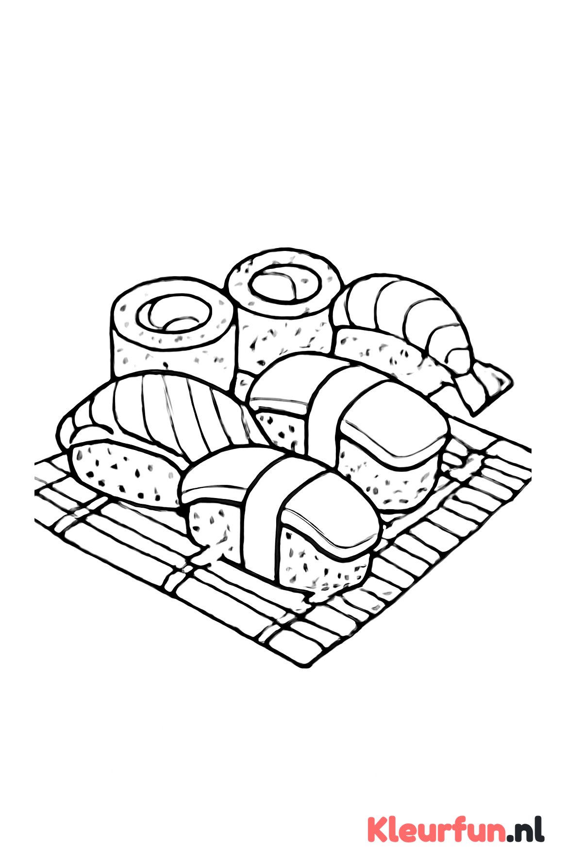 Diverse sushi op bamboemat