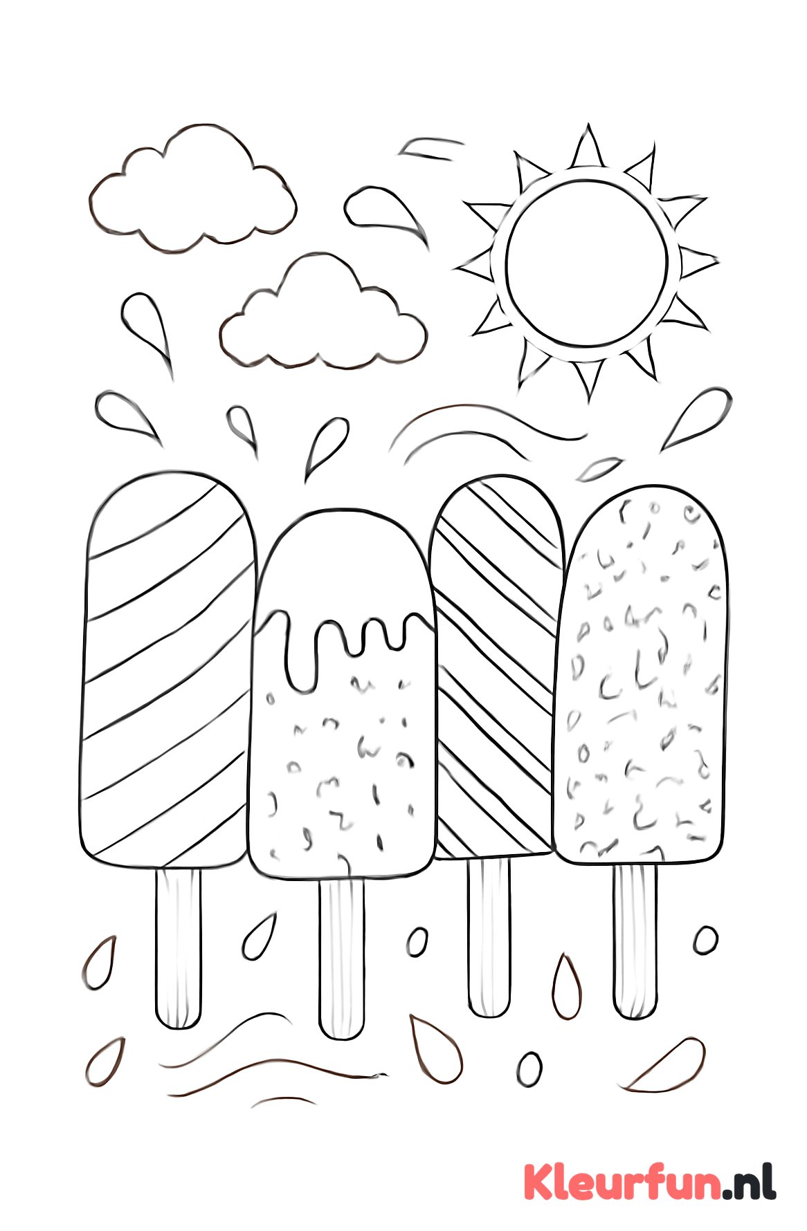 Diverse waterijsjes met zomerse details