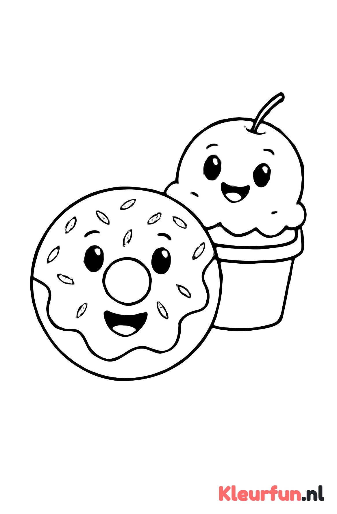 Donut en bolletje ijs in bakje