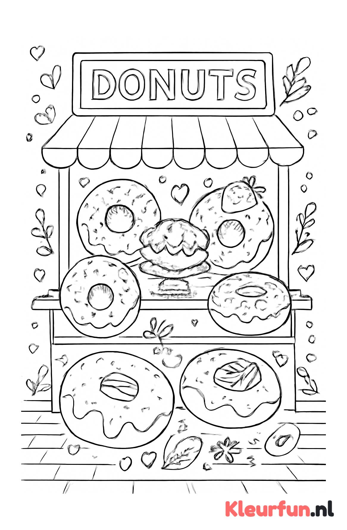 Donutwinkel met verschillende soorten donuts