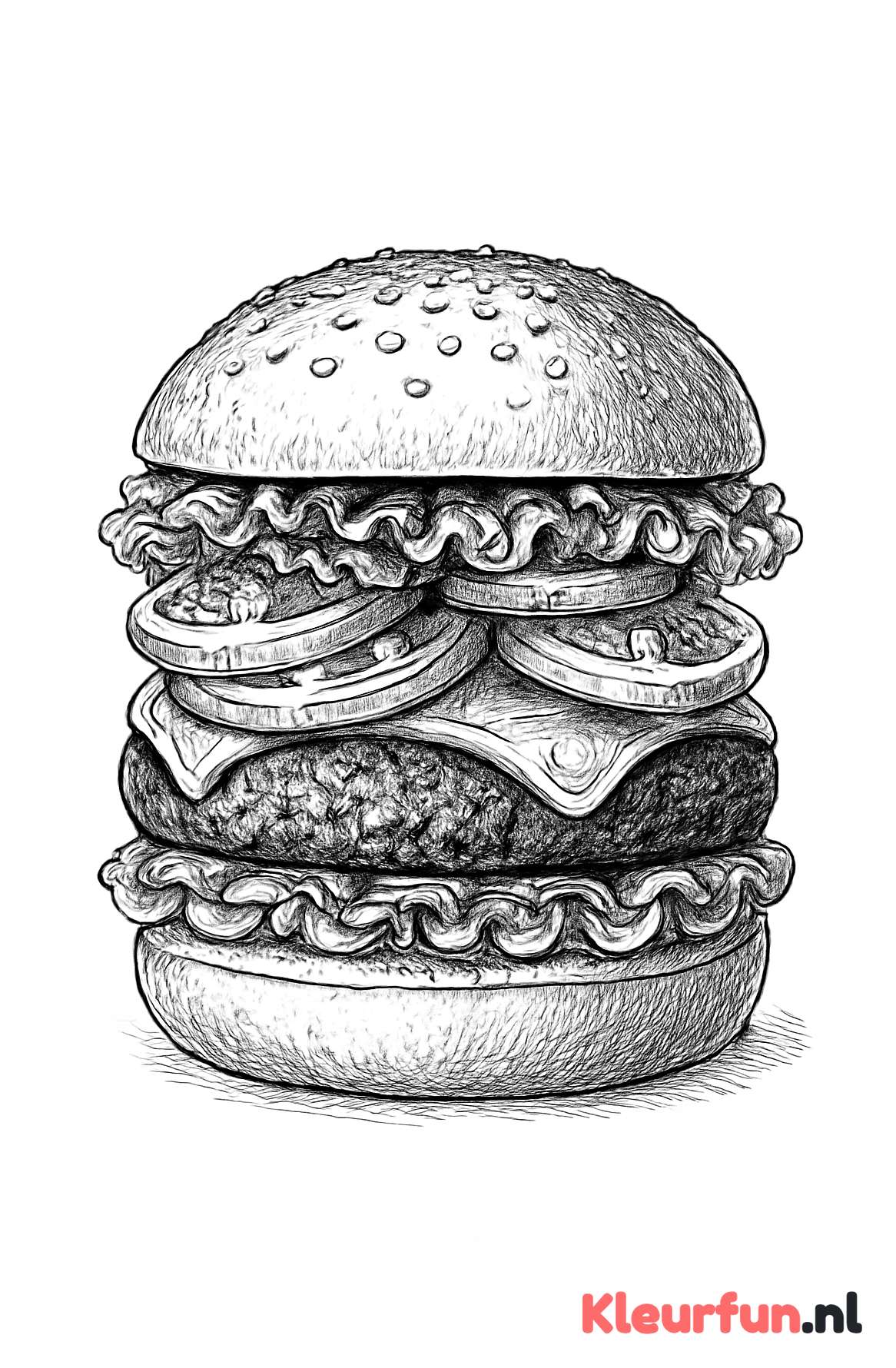 Doorsnede van een gedetailleerde hamburger