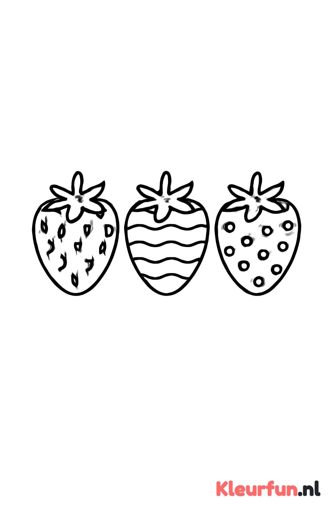 Drie aardbeien met patronen
