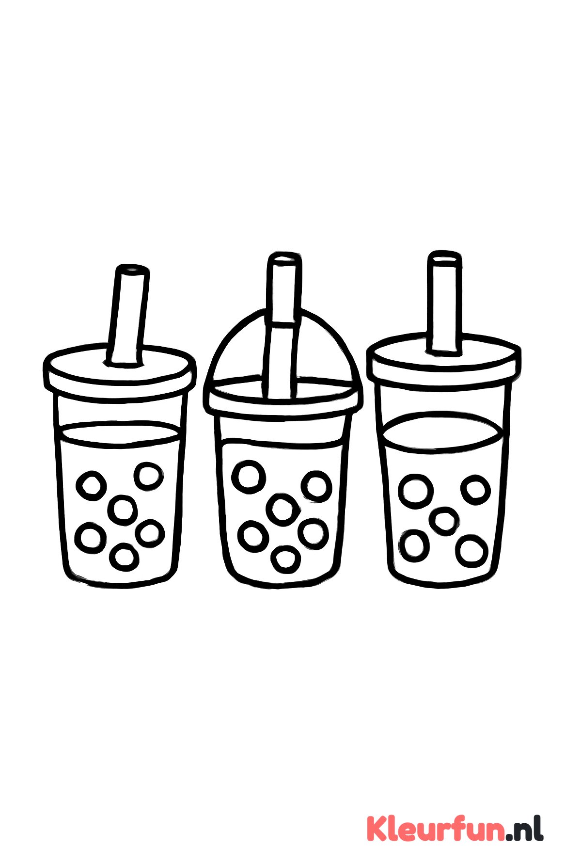 Drie bubble tea bekers met tapioca