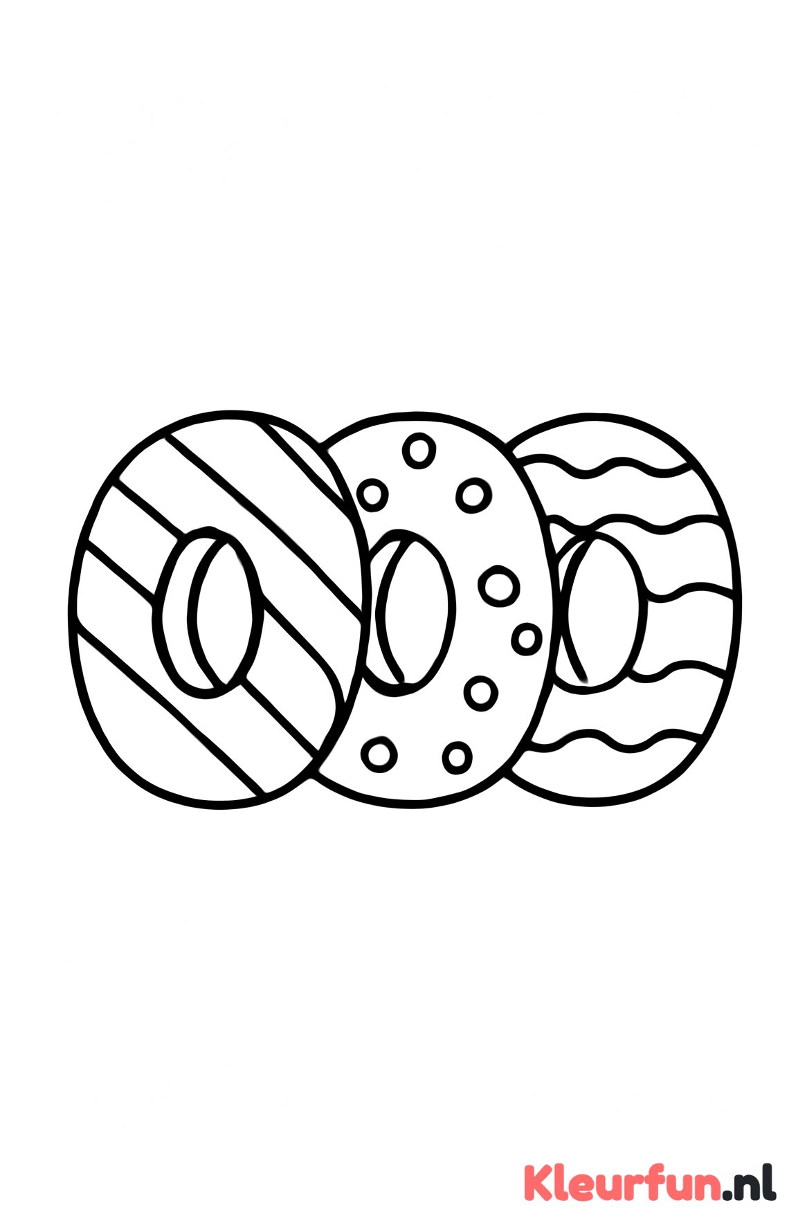 Drie grote donuts met verschillende glazuurvormen