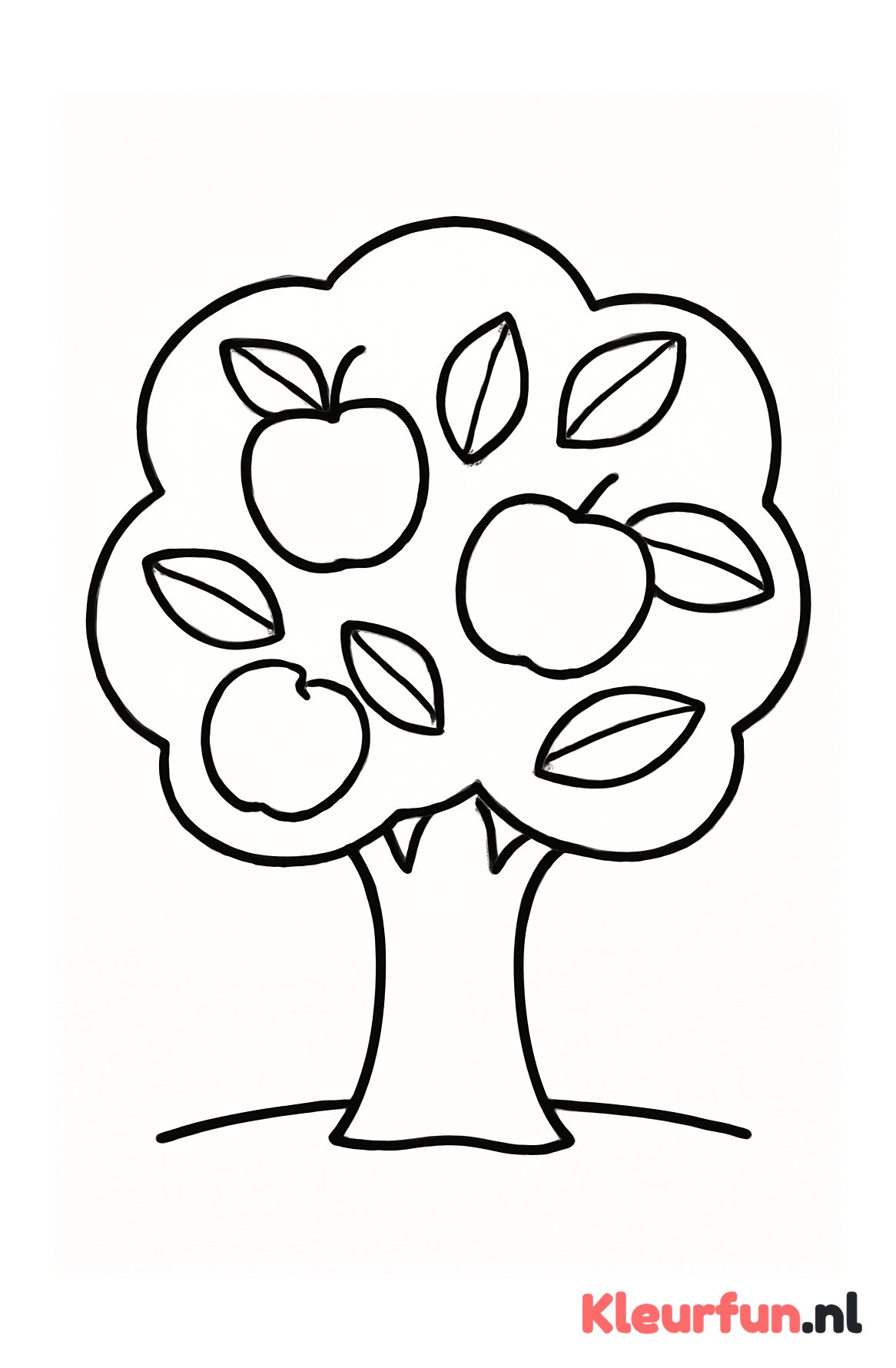Eenvoudige appelboom kleurplaat