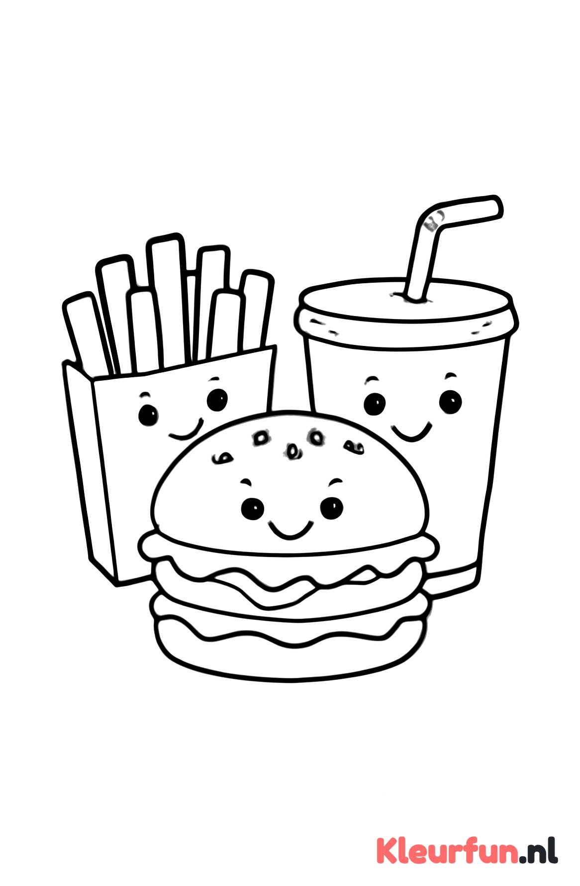 Fastfood maaltijd met hamburger en frietjes