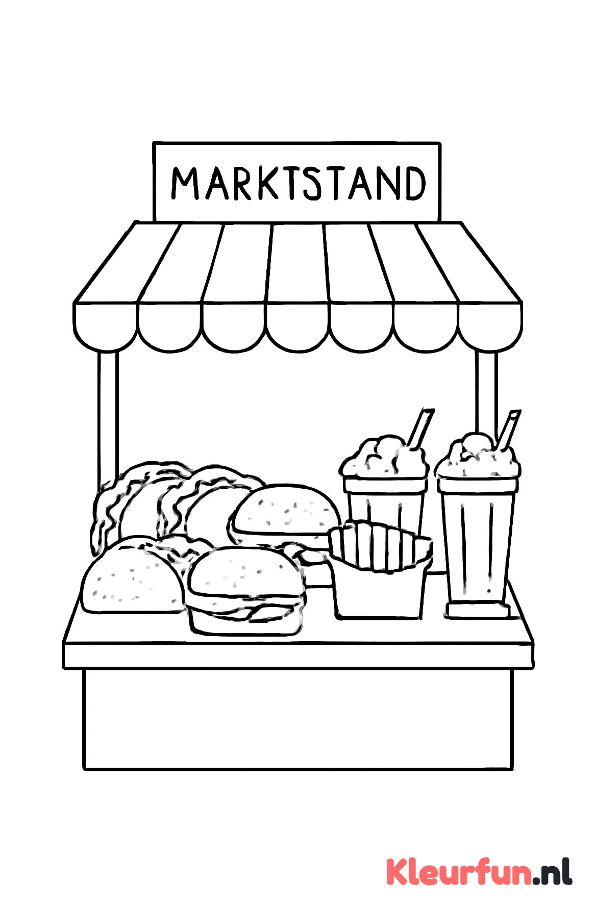 Fastfood marktstand met diverse gerechten