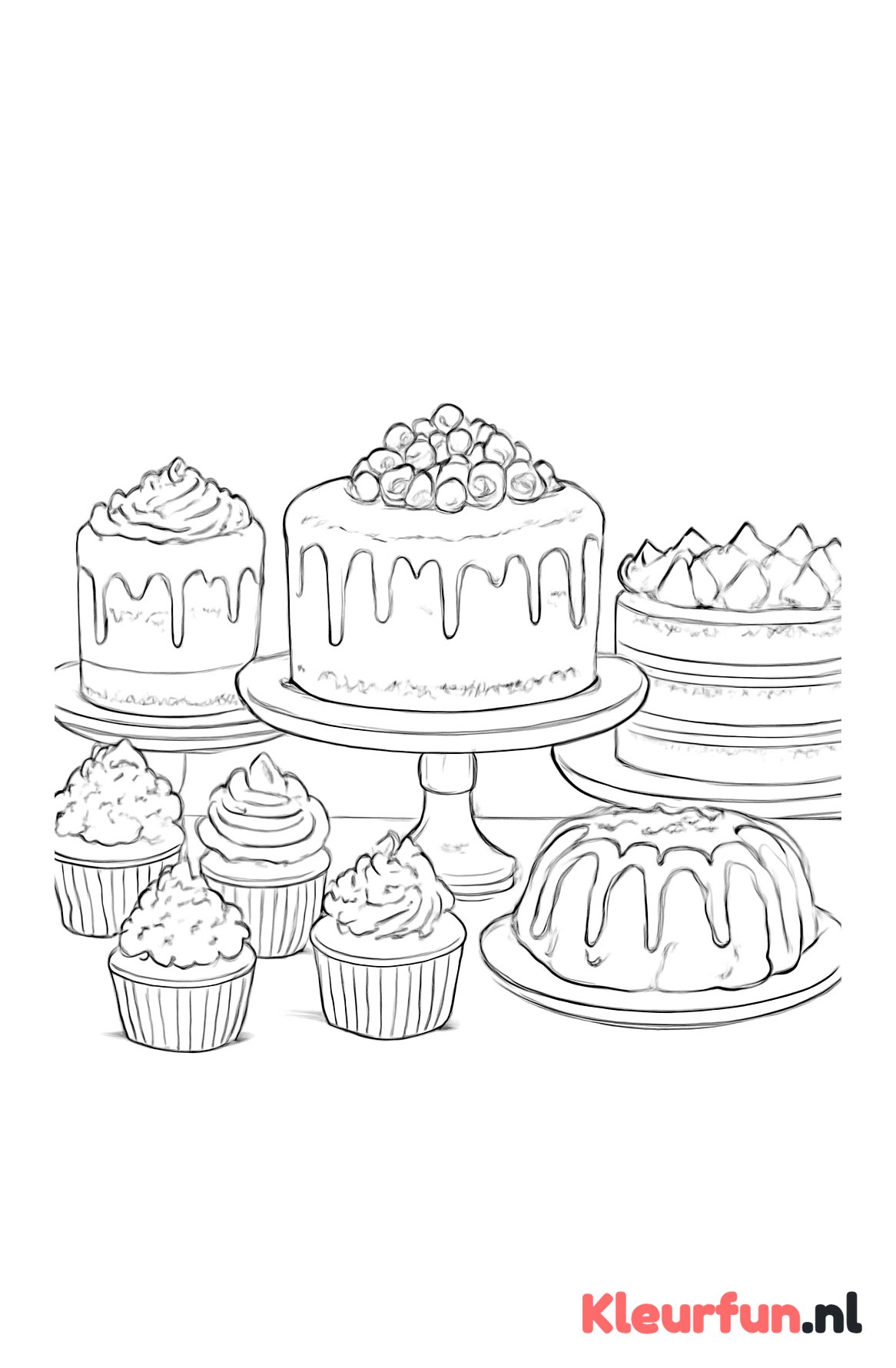 Feestelijke taarten en cakejes tafel