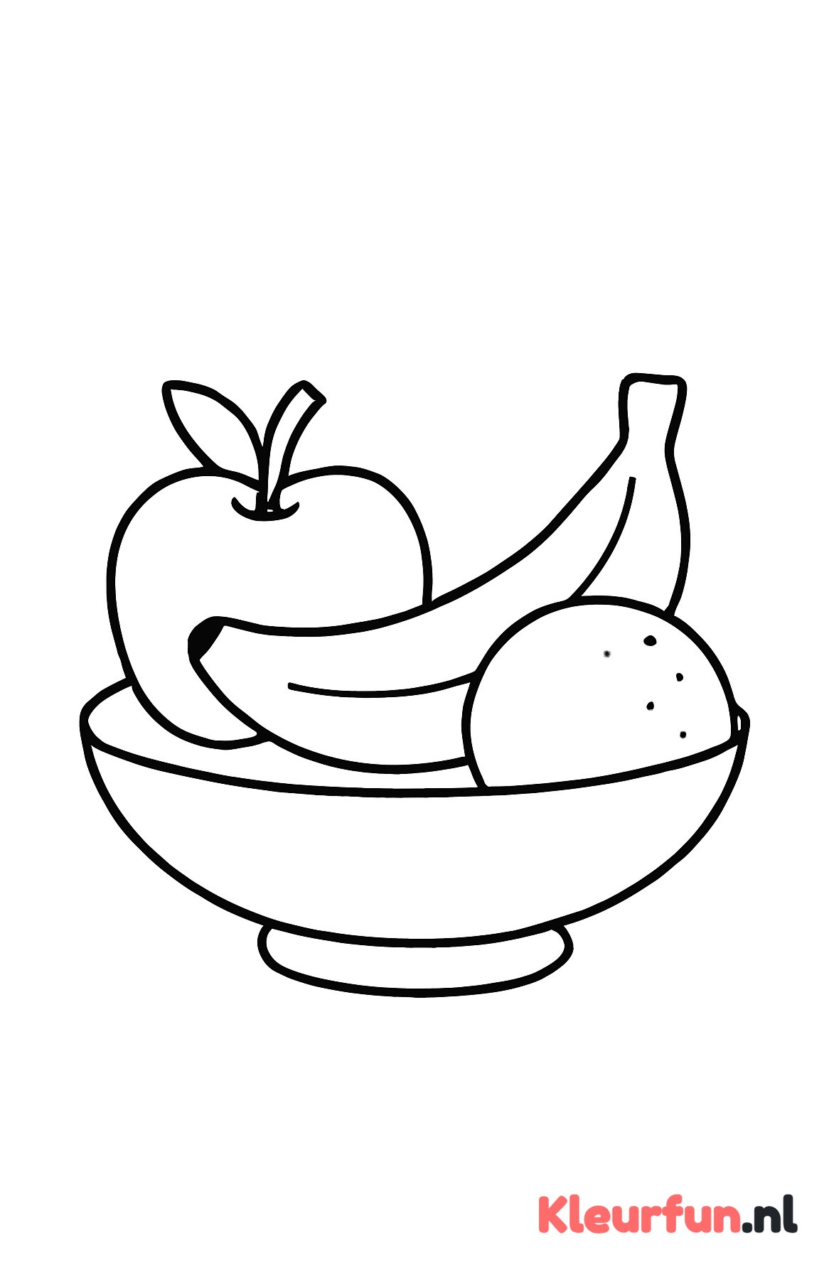 Fruitschaal met appel, banaan en sinaasappel