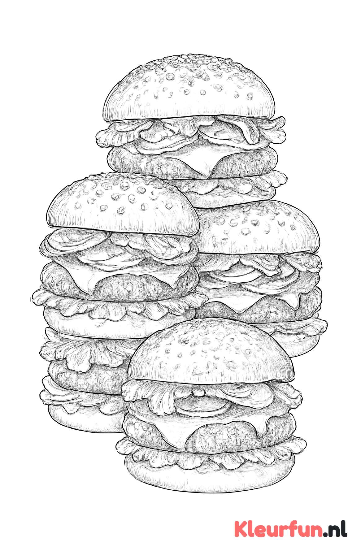 Stapels hamburgers met veel details