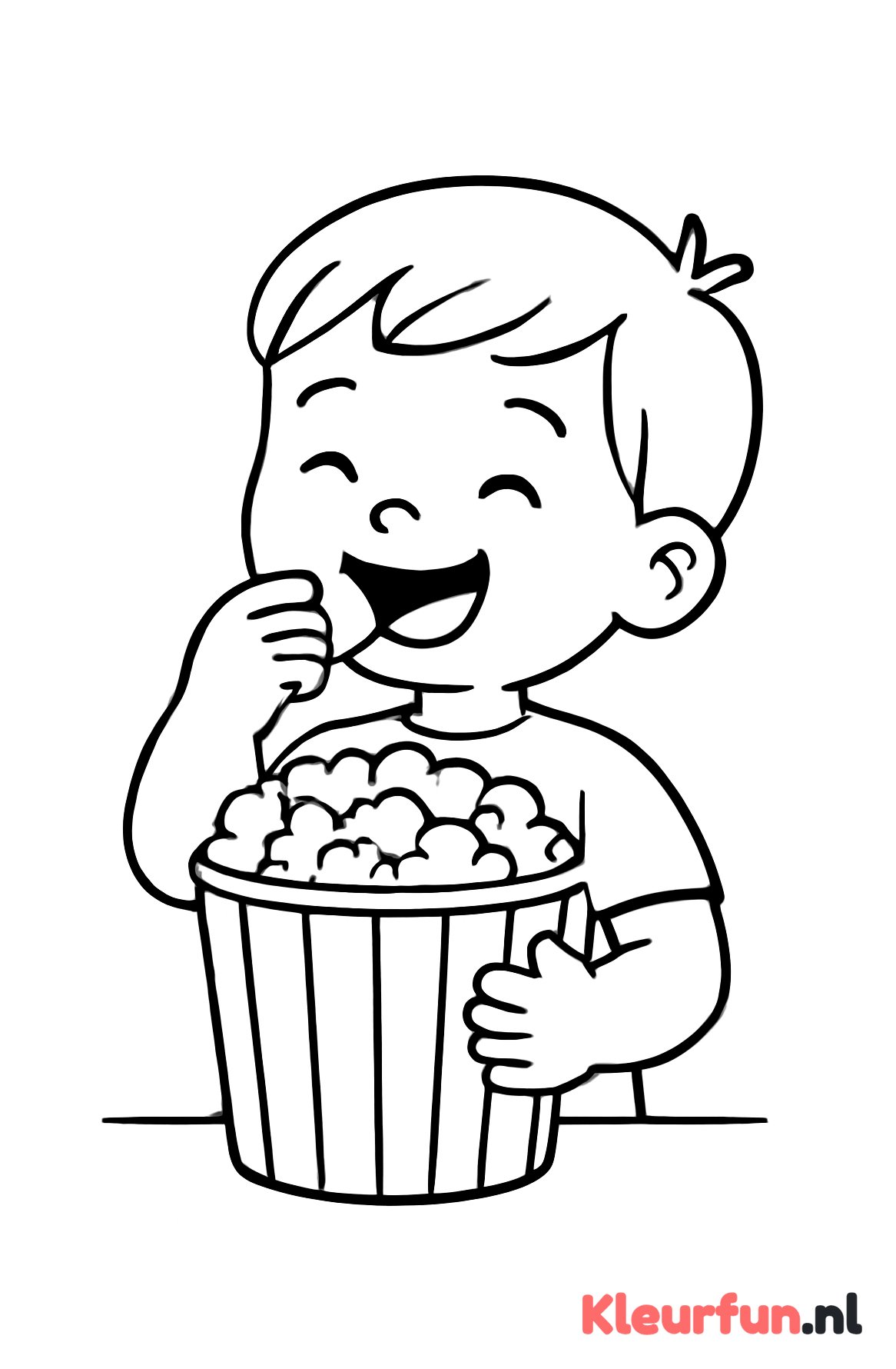 Grote bak popcorn met kind