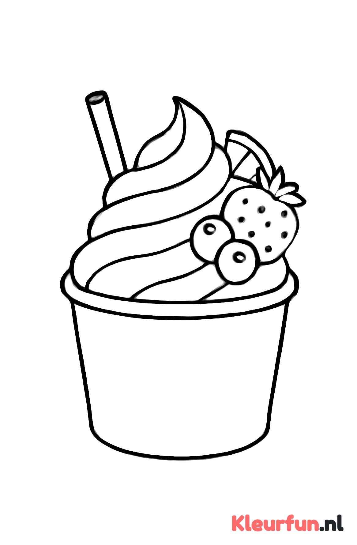 Groot ijsbekertje met fruittopping