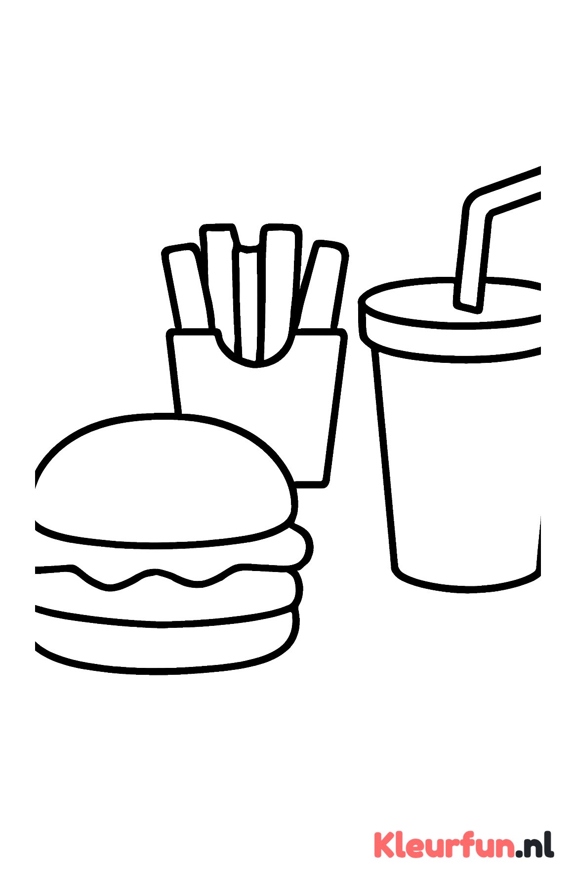 Eenvoudige fastfood kleurplaat voor peuters