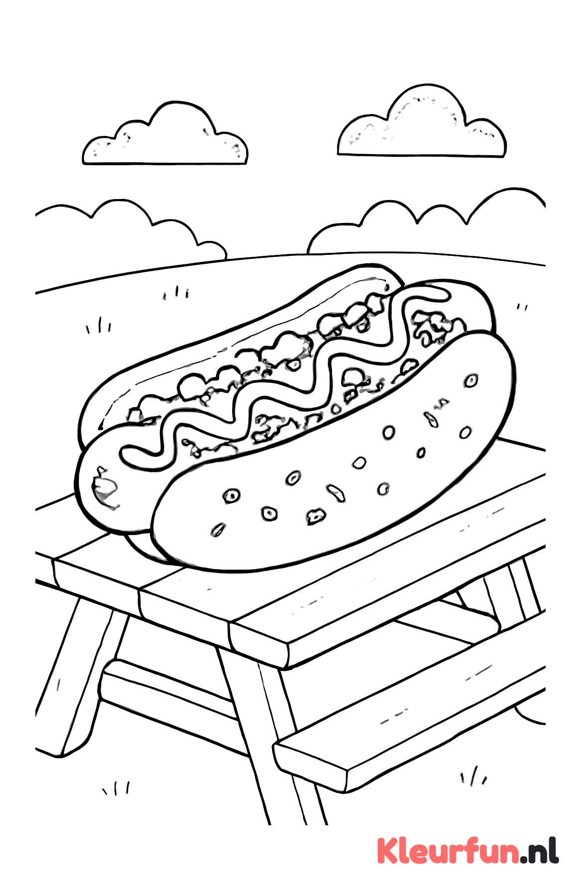 Grote hotdog met toppings