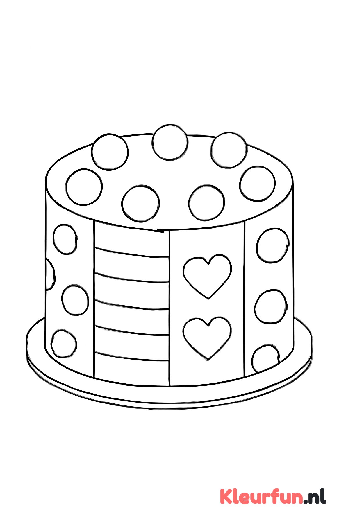 Grote ronde taart met vakken