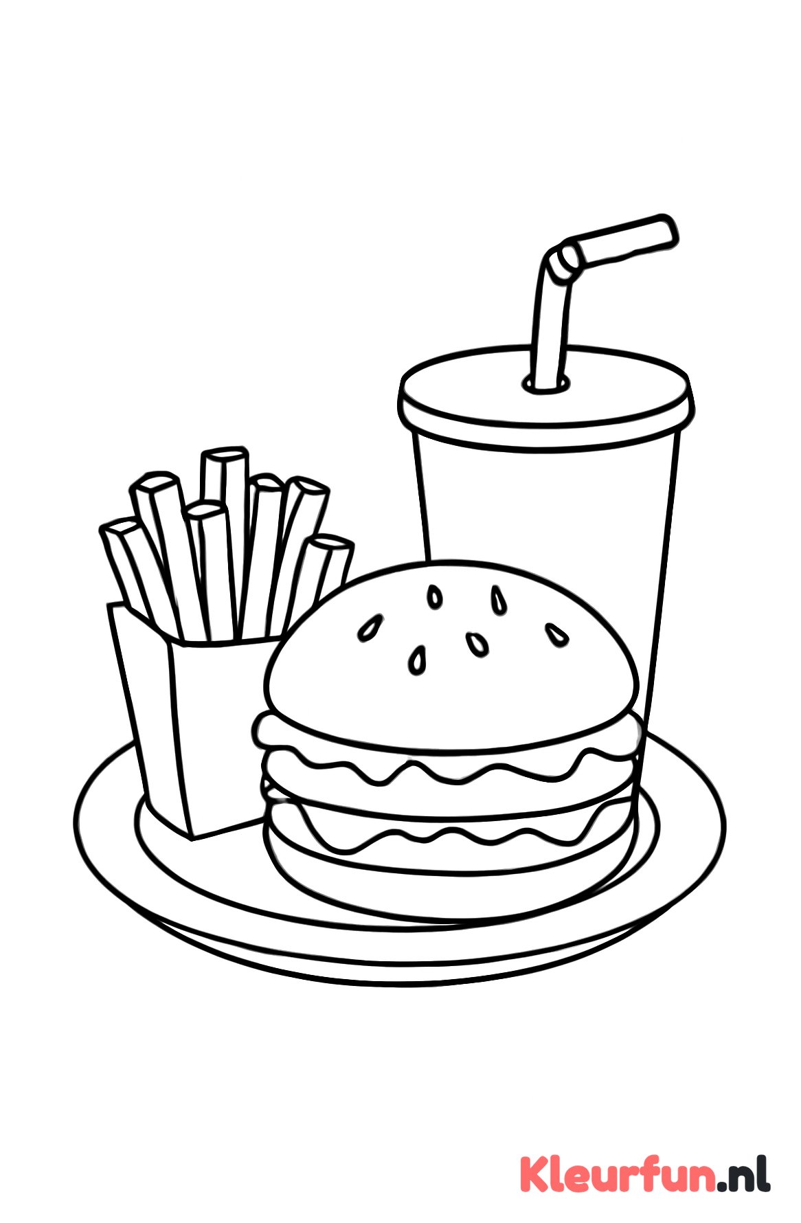 Hamburger met frietjes en frisdrank