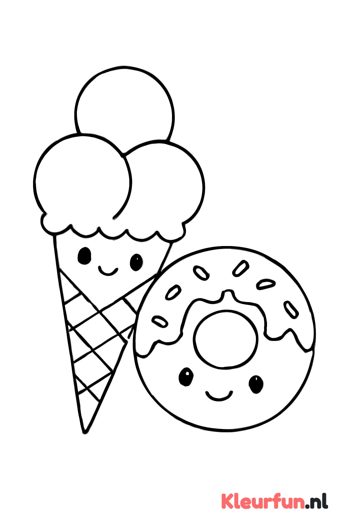 IJsje met drie bollen en donut met gezichtje