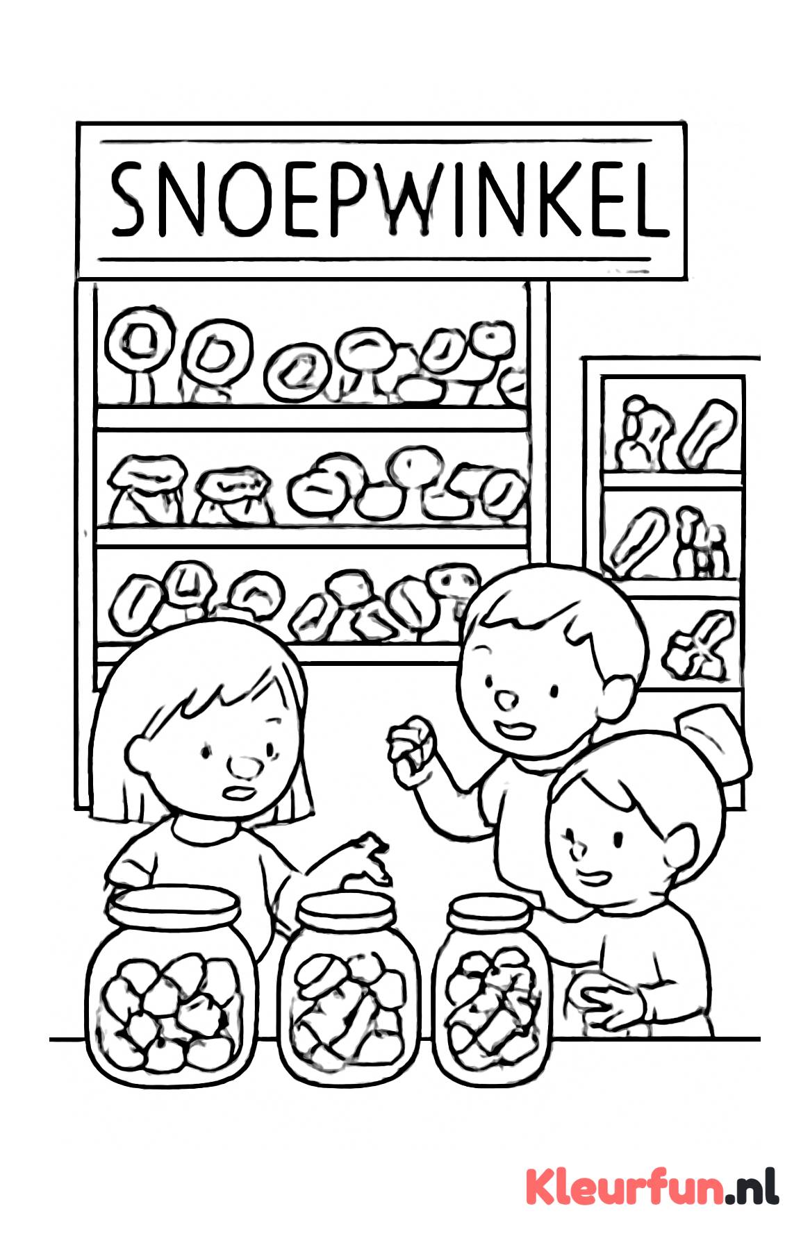 Kinderen in de snoepwinkel