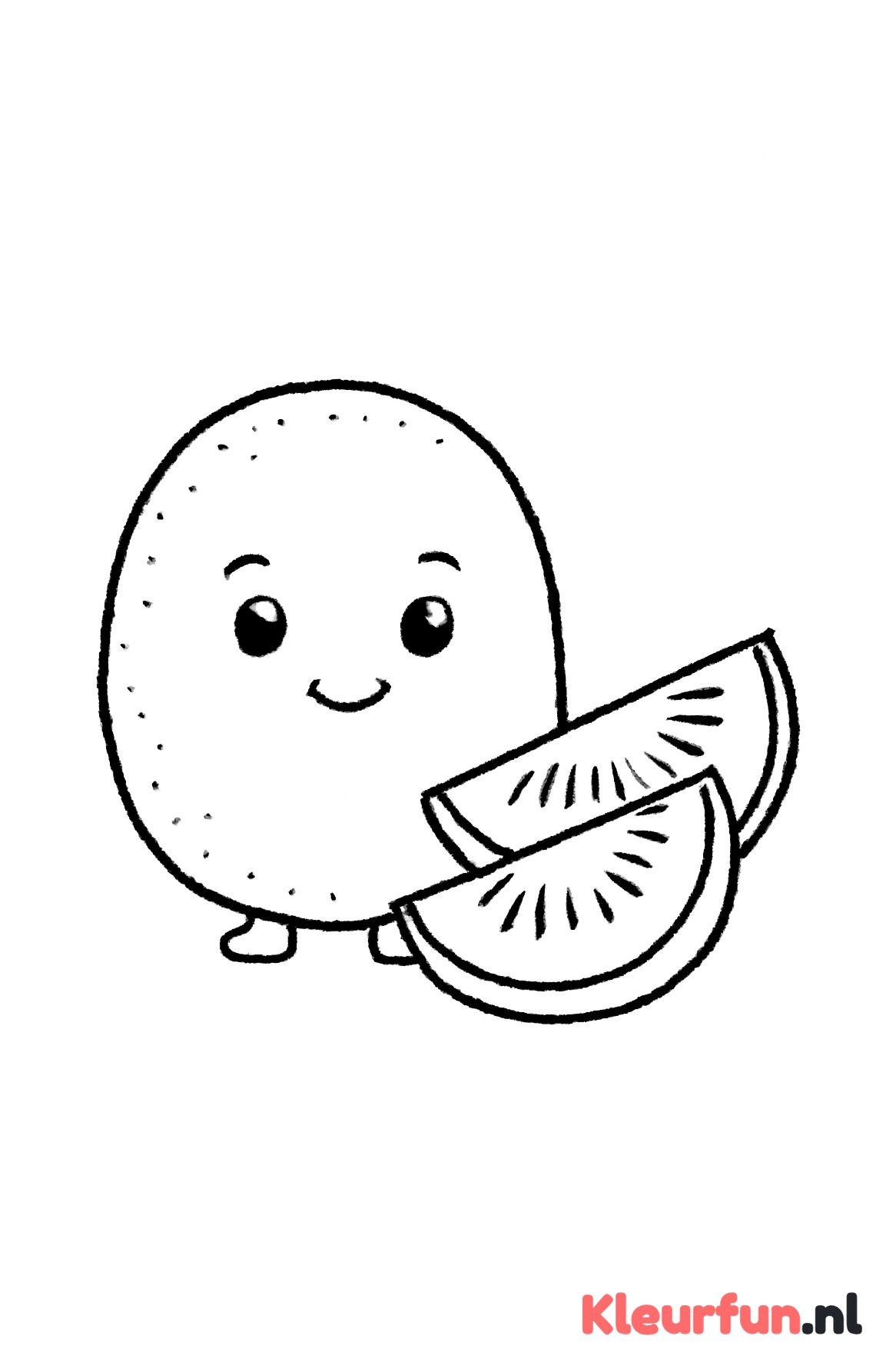 Kiwi met gezicht en partjes