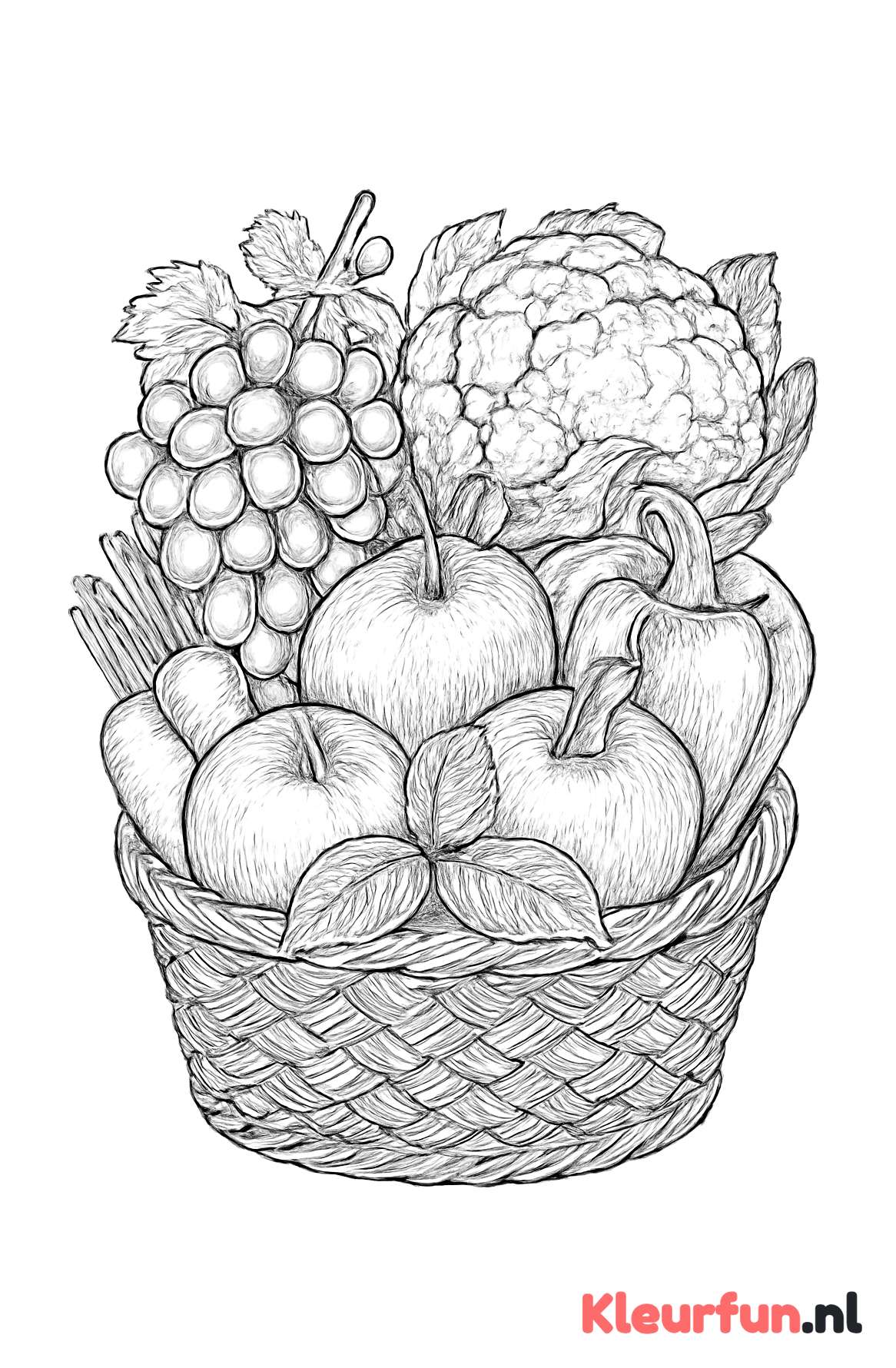 Mand met diverse groente en fruit