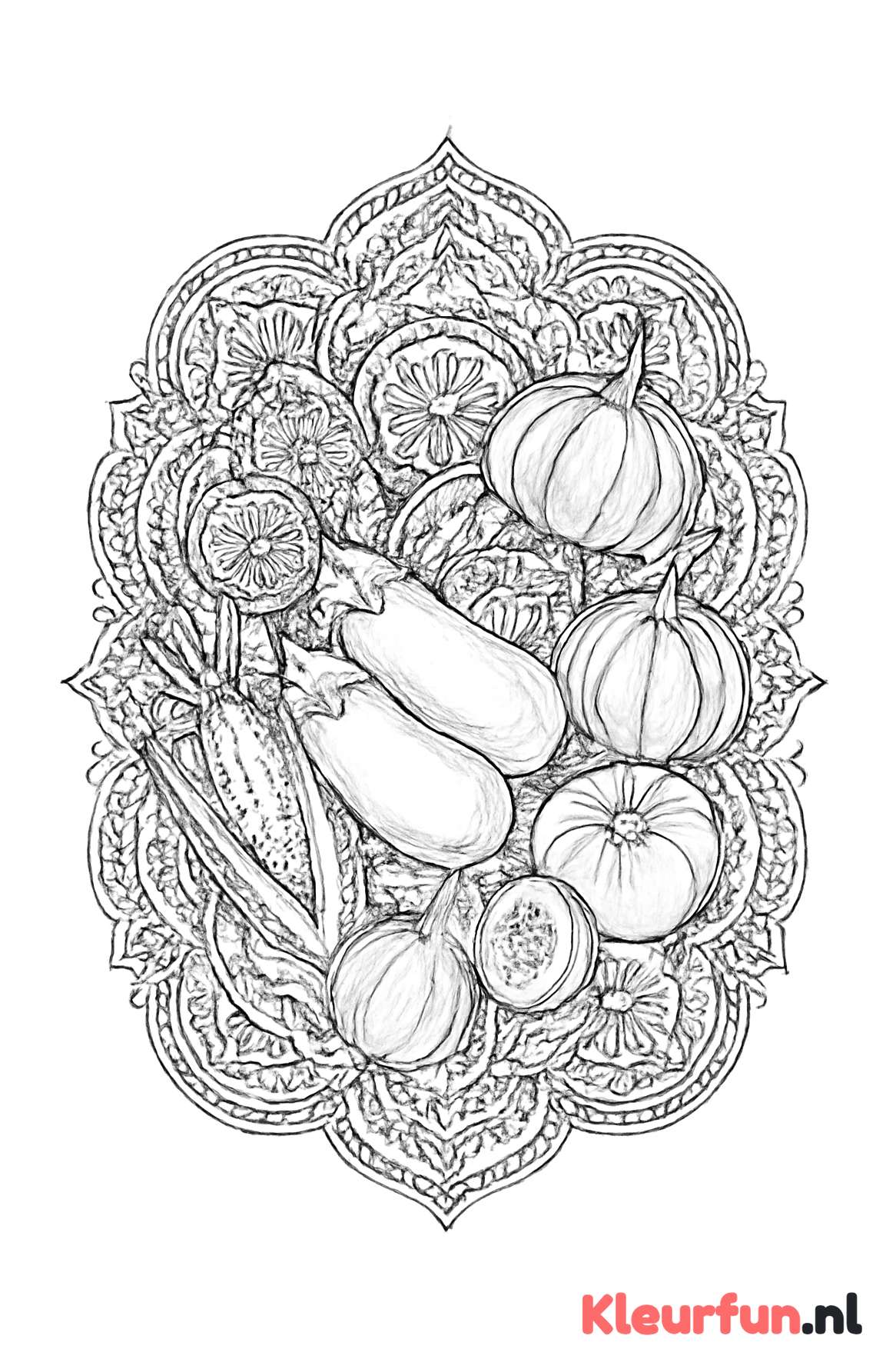 Mandala met groente en fruit