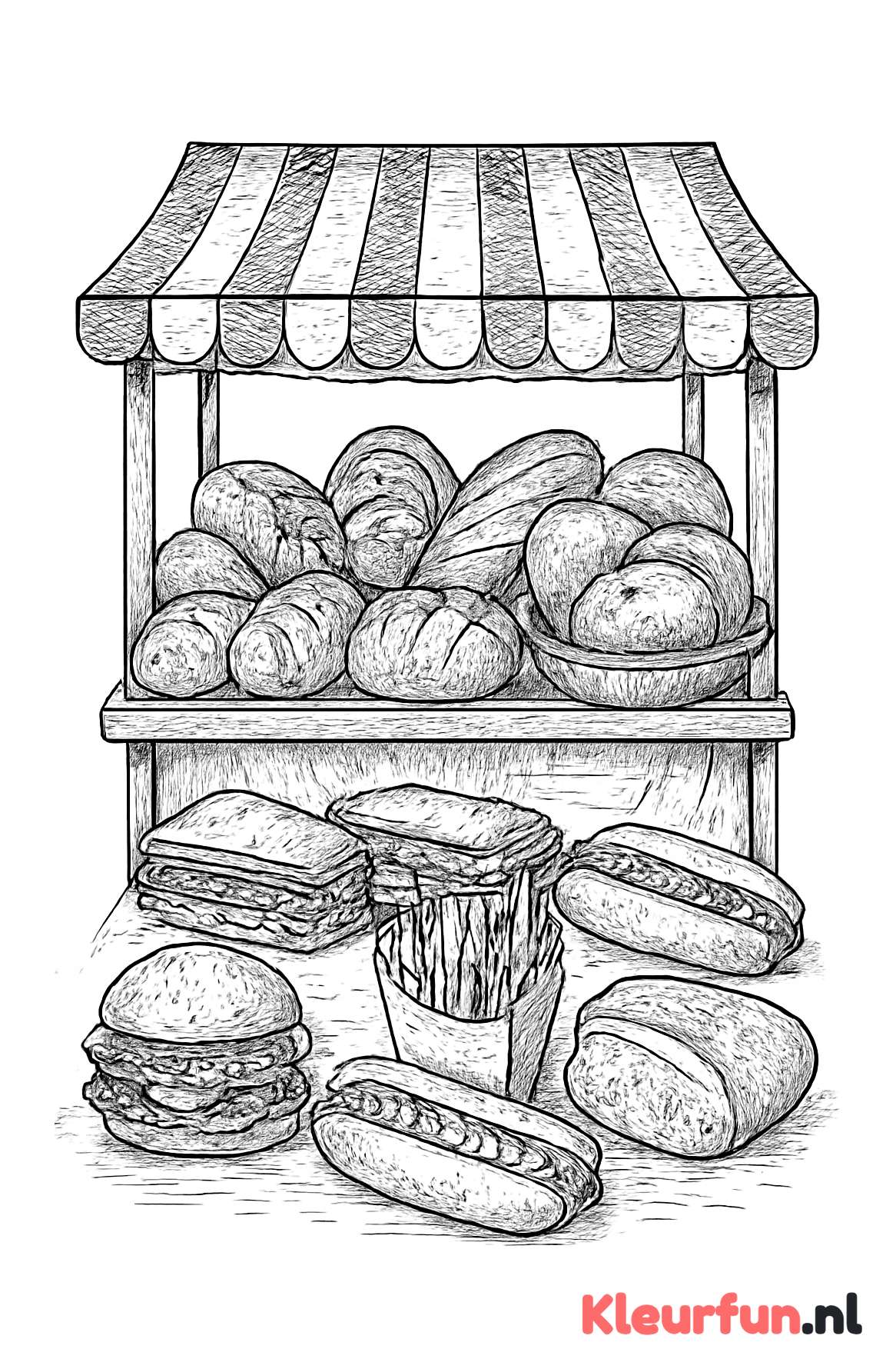 Marktkraam met verse broodjes