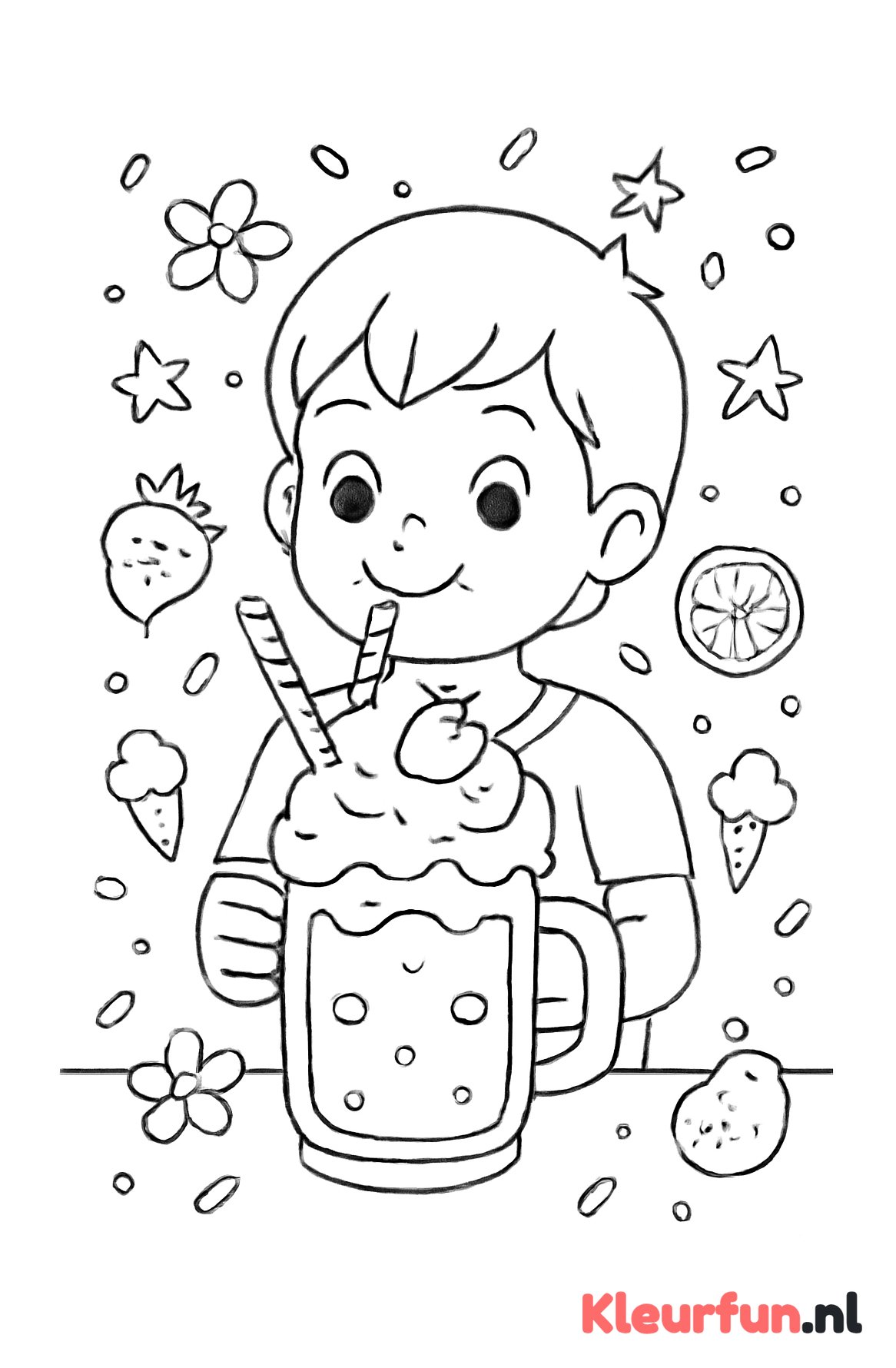 Kind geniet van een milkshake