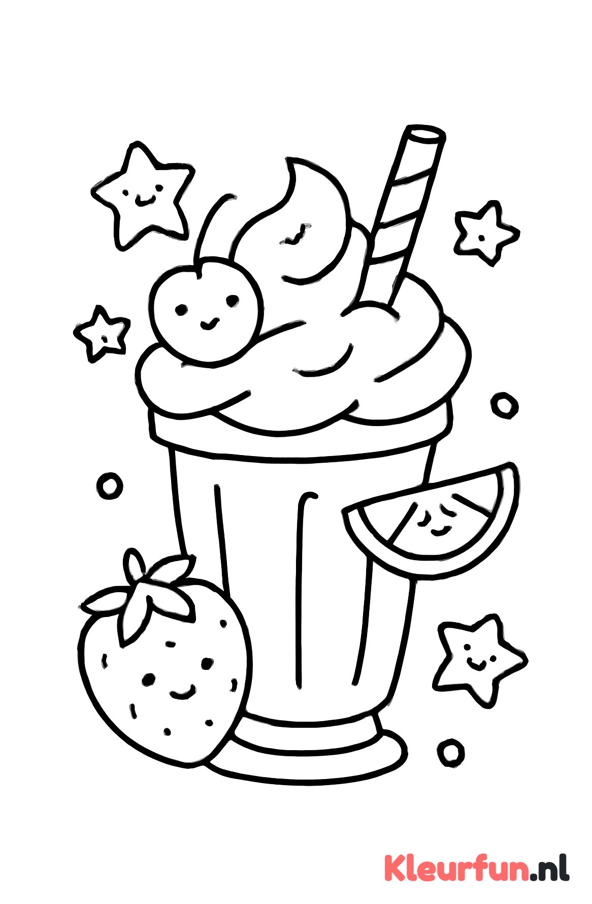 Milkshake met fruit en sterretjes