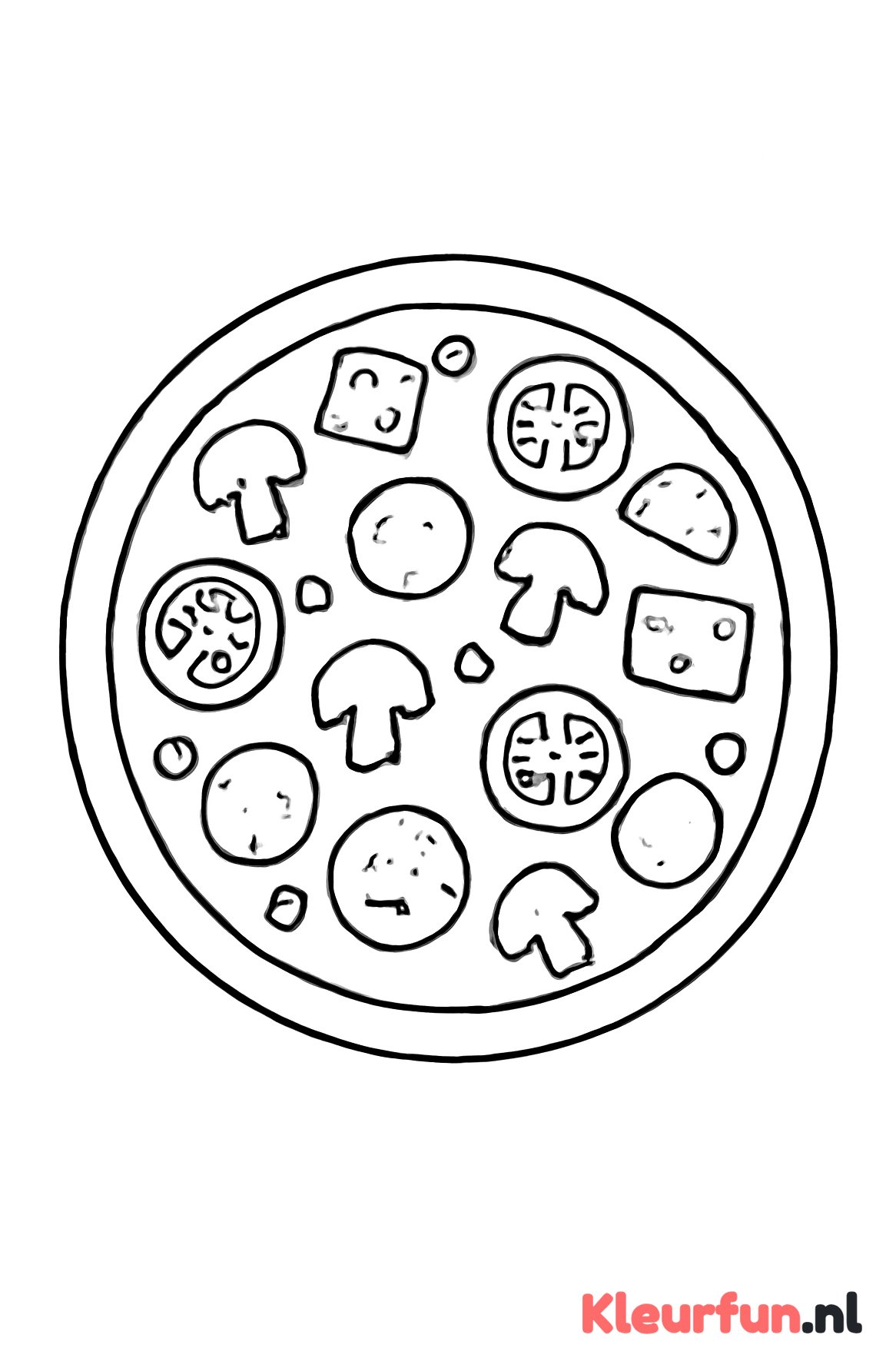 Grote pizza met toppings