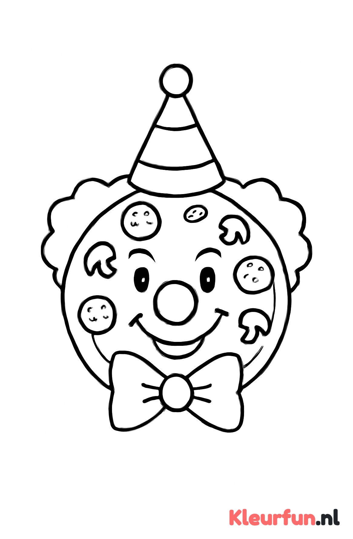 Pizza als vrolijke clown