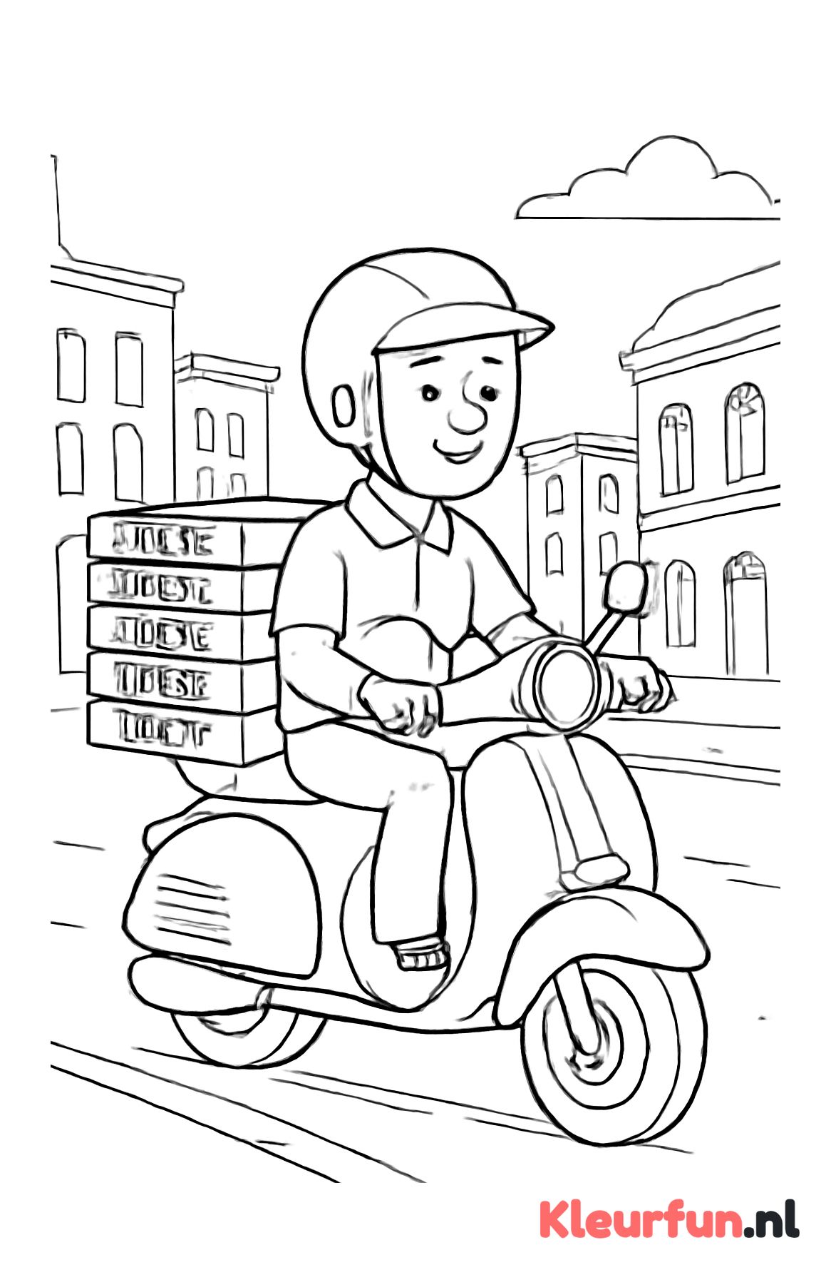 Pizzabezorger op scooter