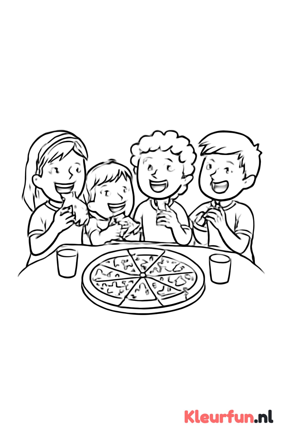 Kinderen op pizzafeestje