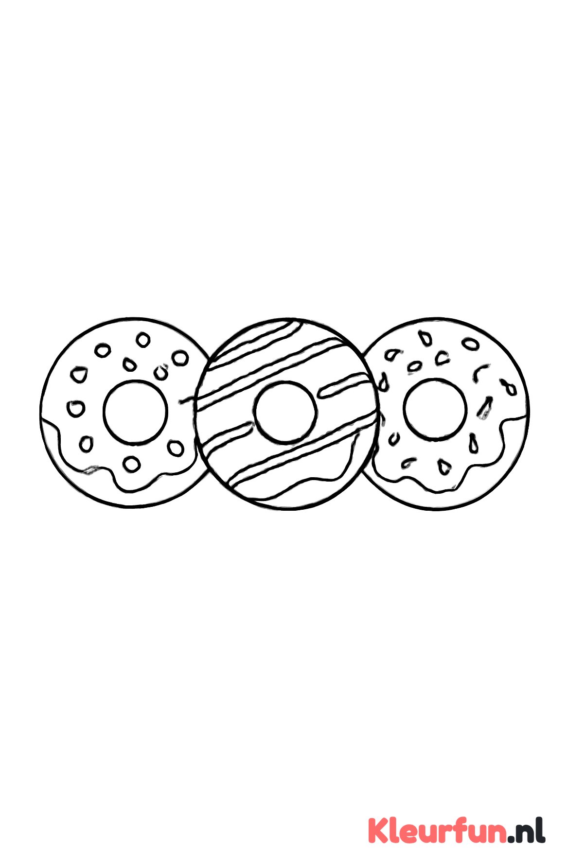 Rij van drie donuts