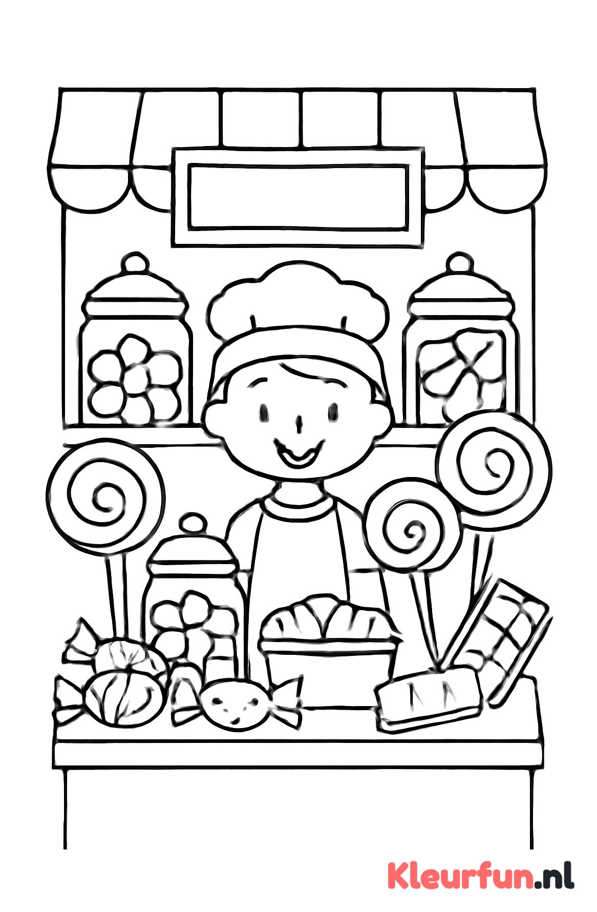 Snoepwinkel met snoeptoontafel