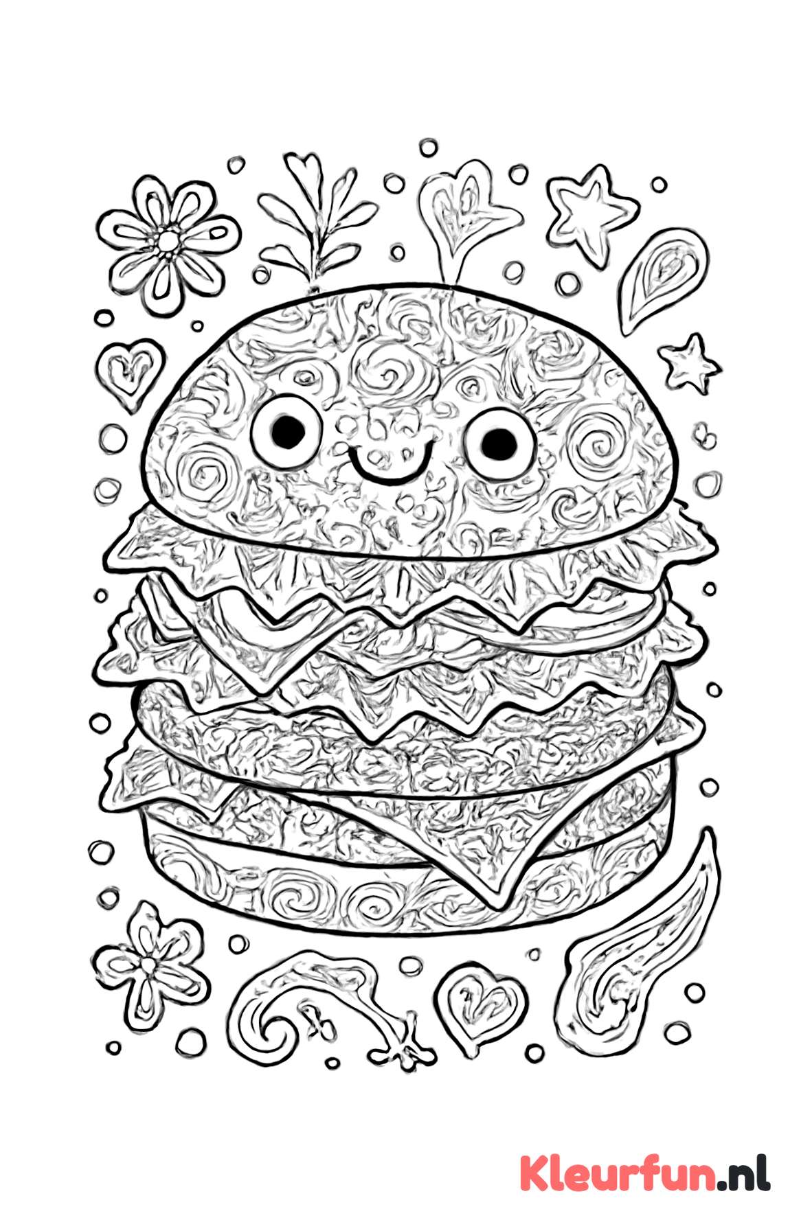 Kindvriendelijke hamburger met speelse decoraties