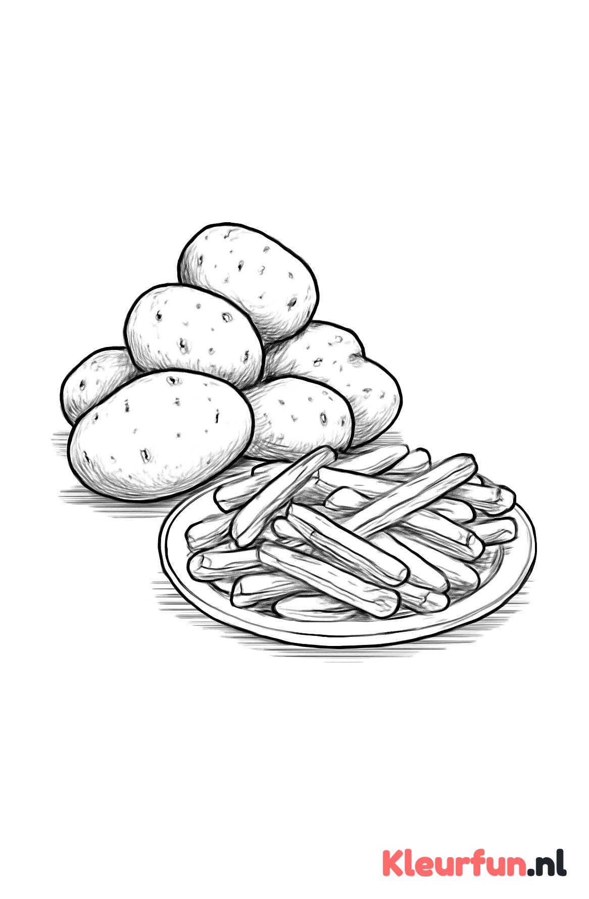 Aardappels en frietjes stapel