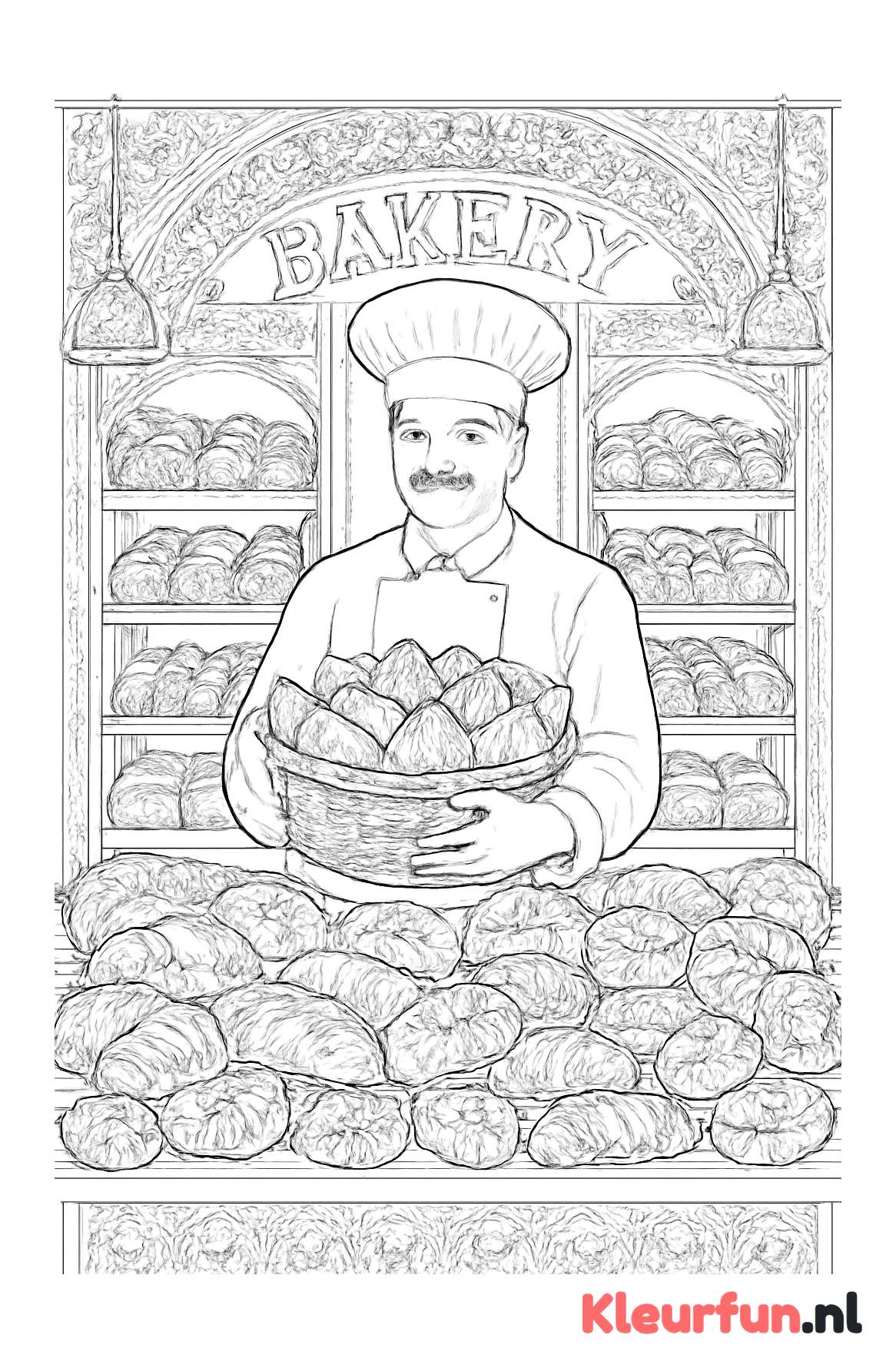 Traditionele bakkerij interieur met diverse broden en gebak