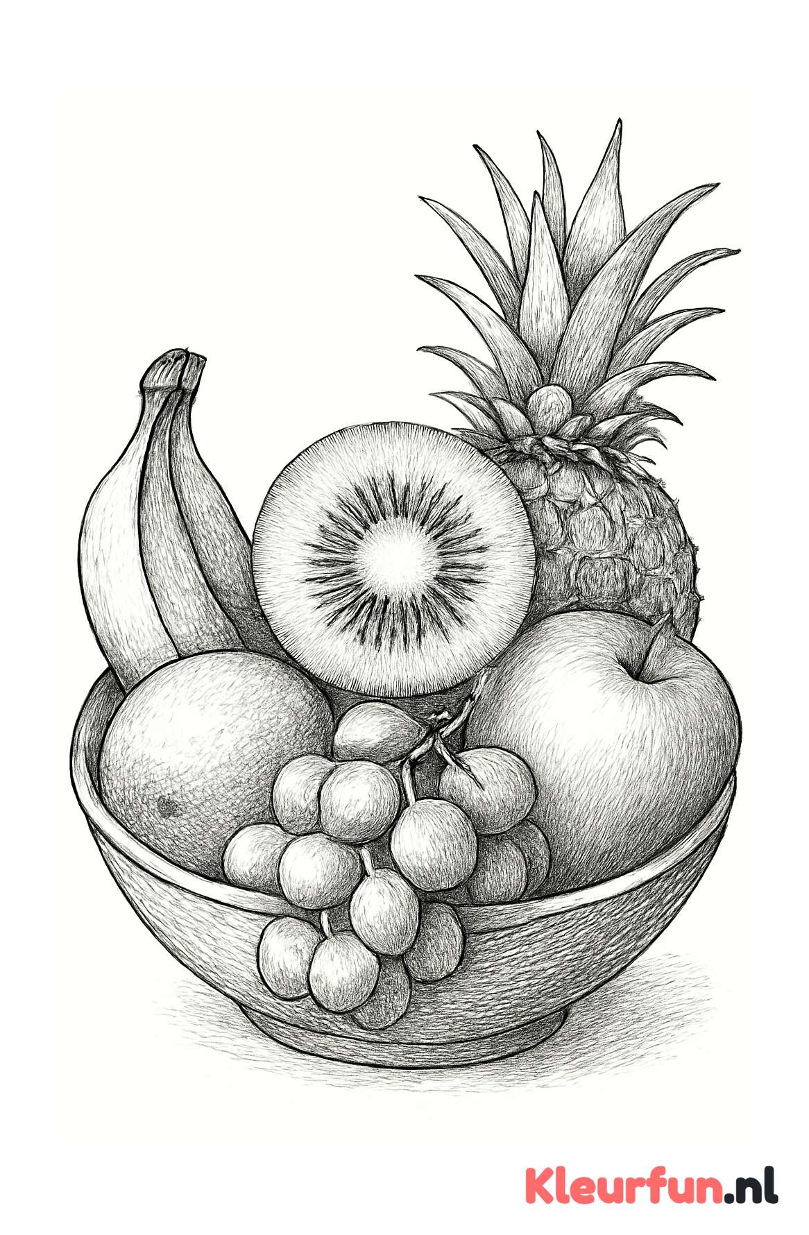 Tropische fruitschaal met kiwi centraal