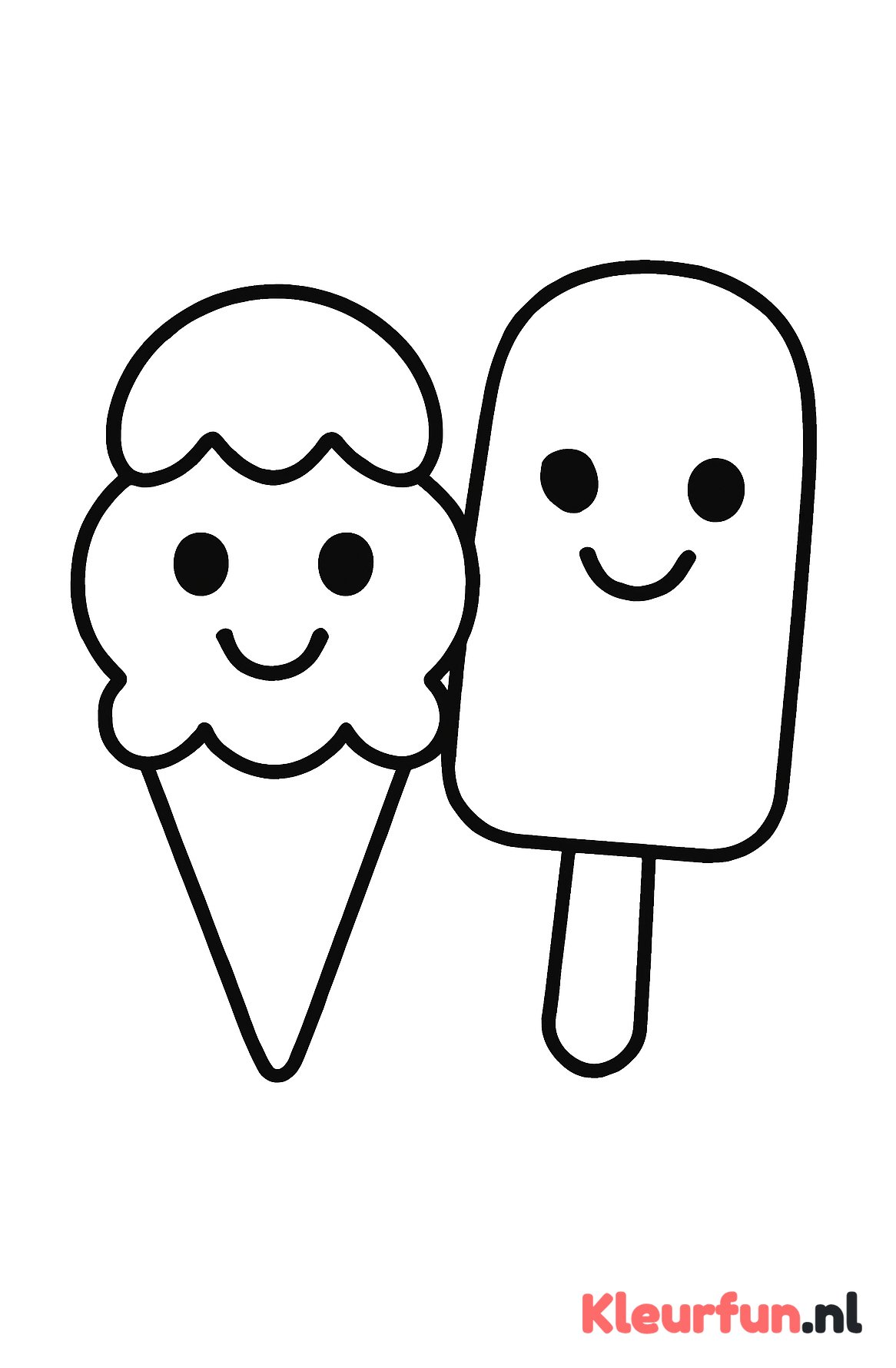 Twee schattige ijsjes met gezichten