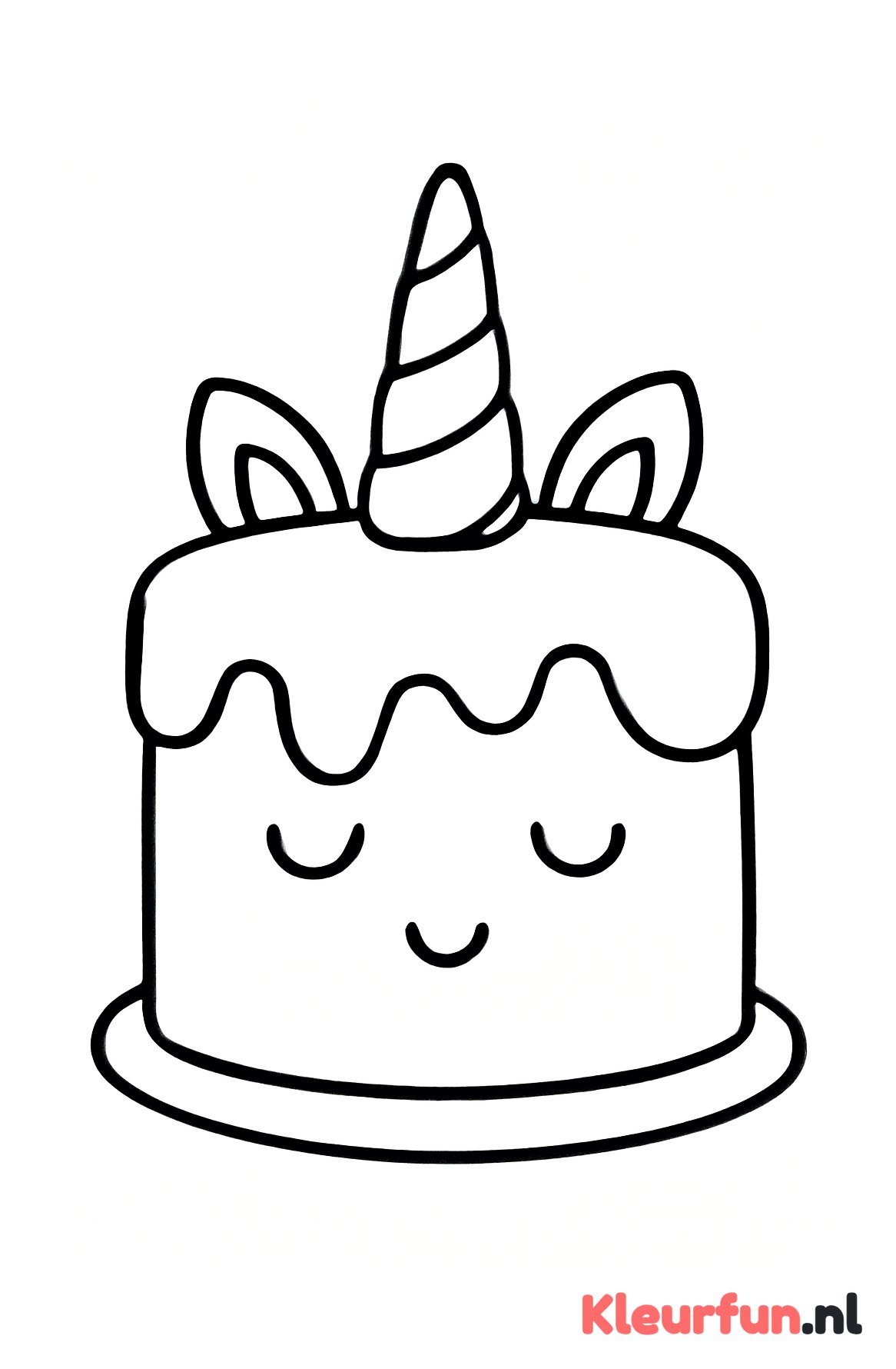 Unicorn taart met dikke laag glazuur