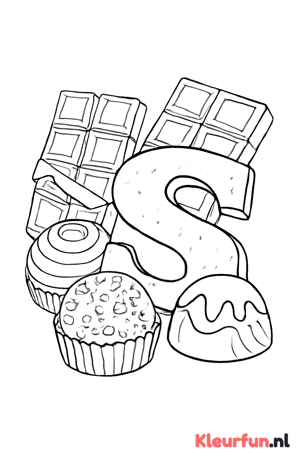 Verschillende chocoladesoorten en chocoladeletters
