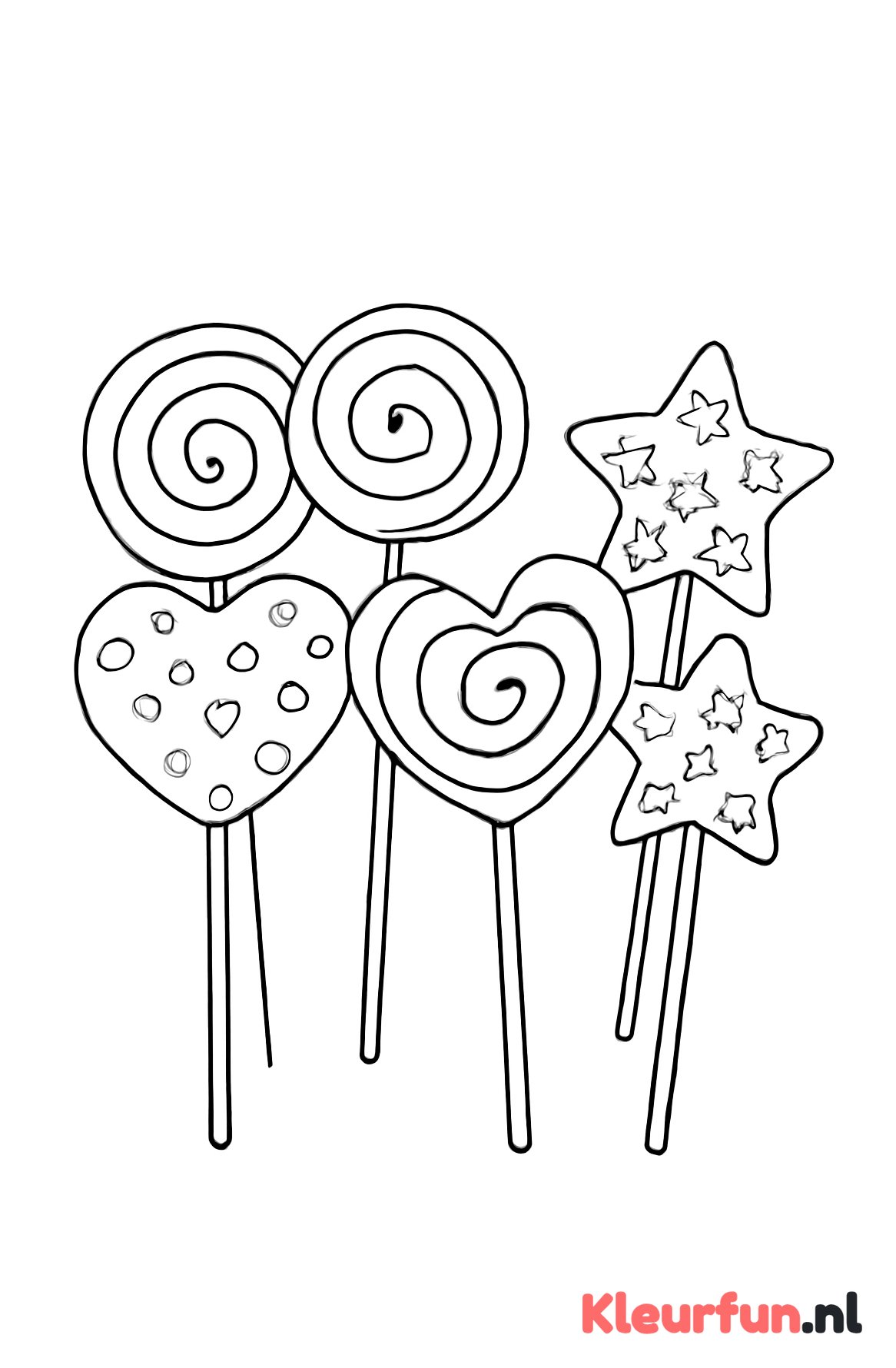 Verschillende soorten lolly's in een rij