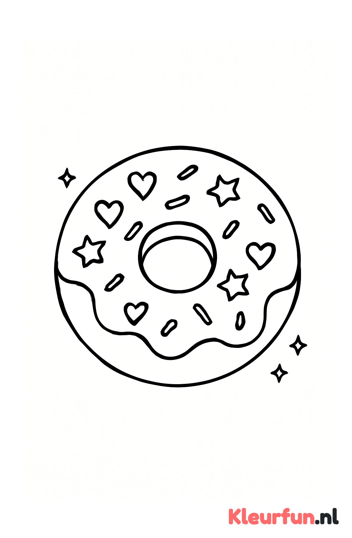 Versierde donut met hartjes en sterren