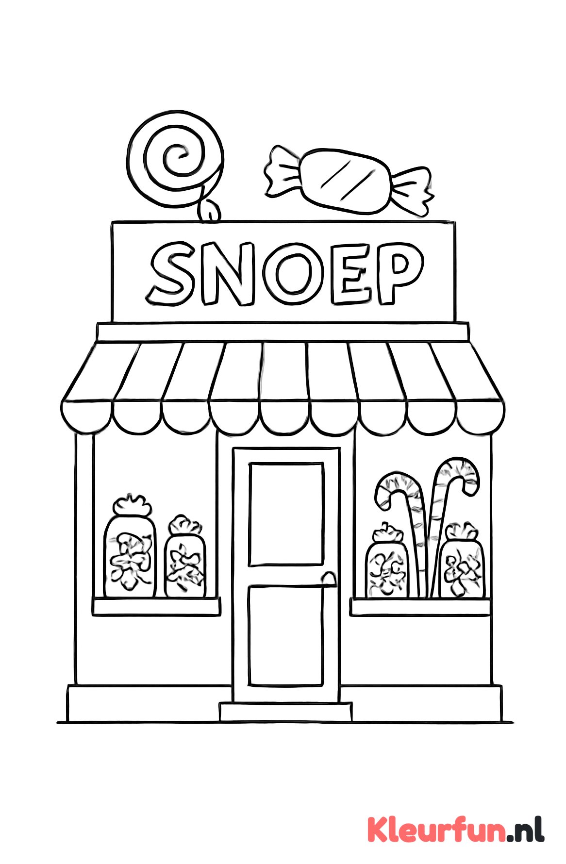 Voorgevel van een snoepwinkeltje