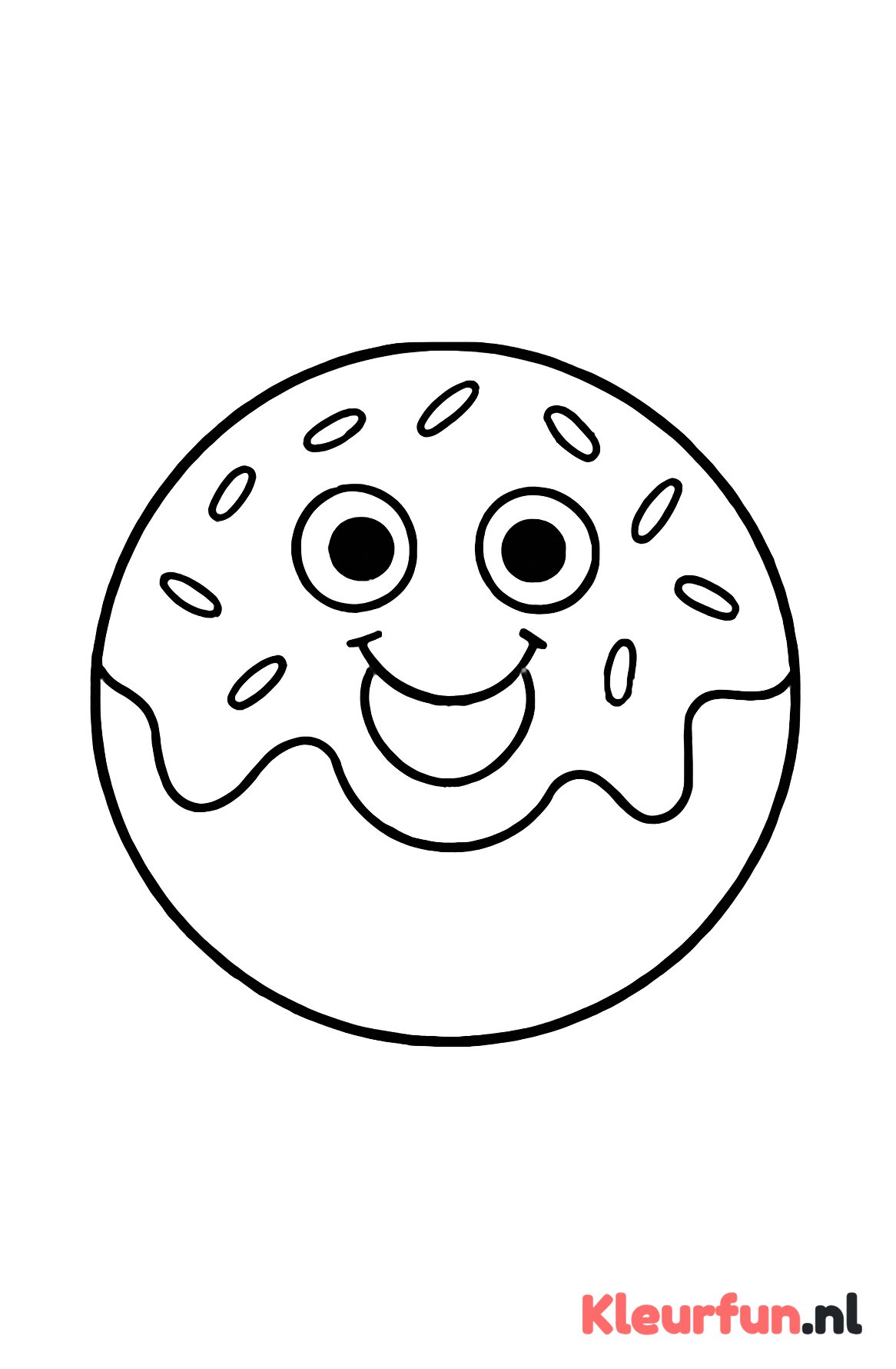 Vriendelijke donut met grote ogen en glimlach