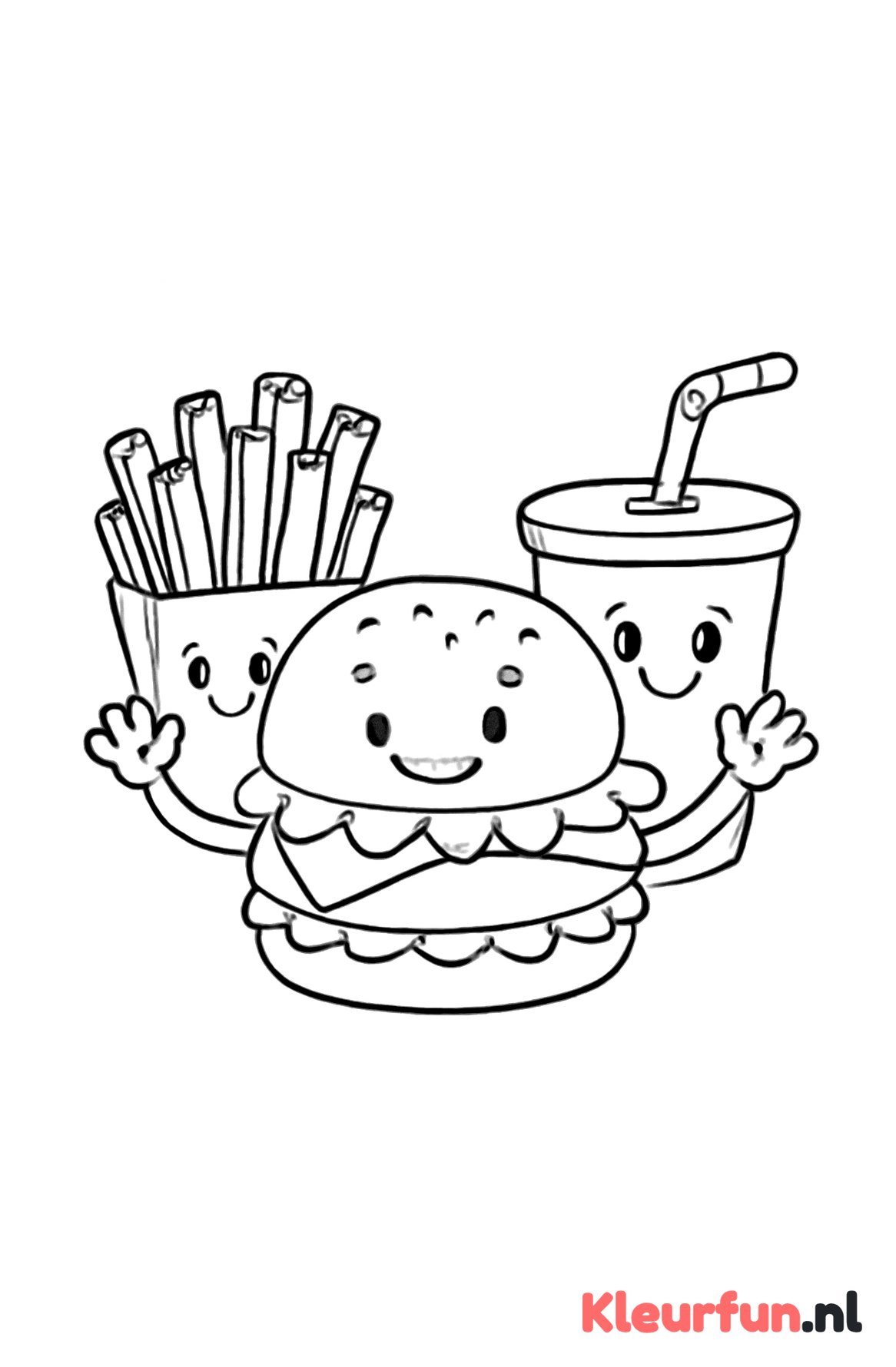 Vrolijke hamburger met patat