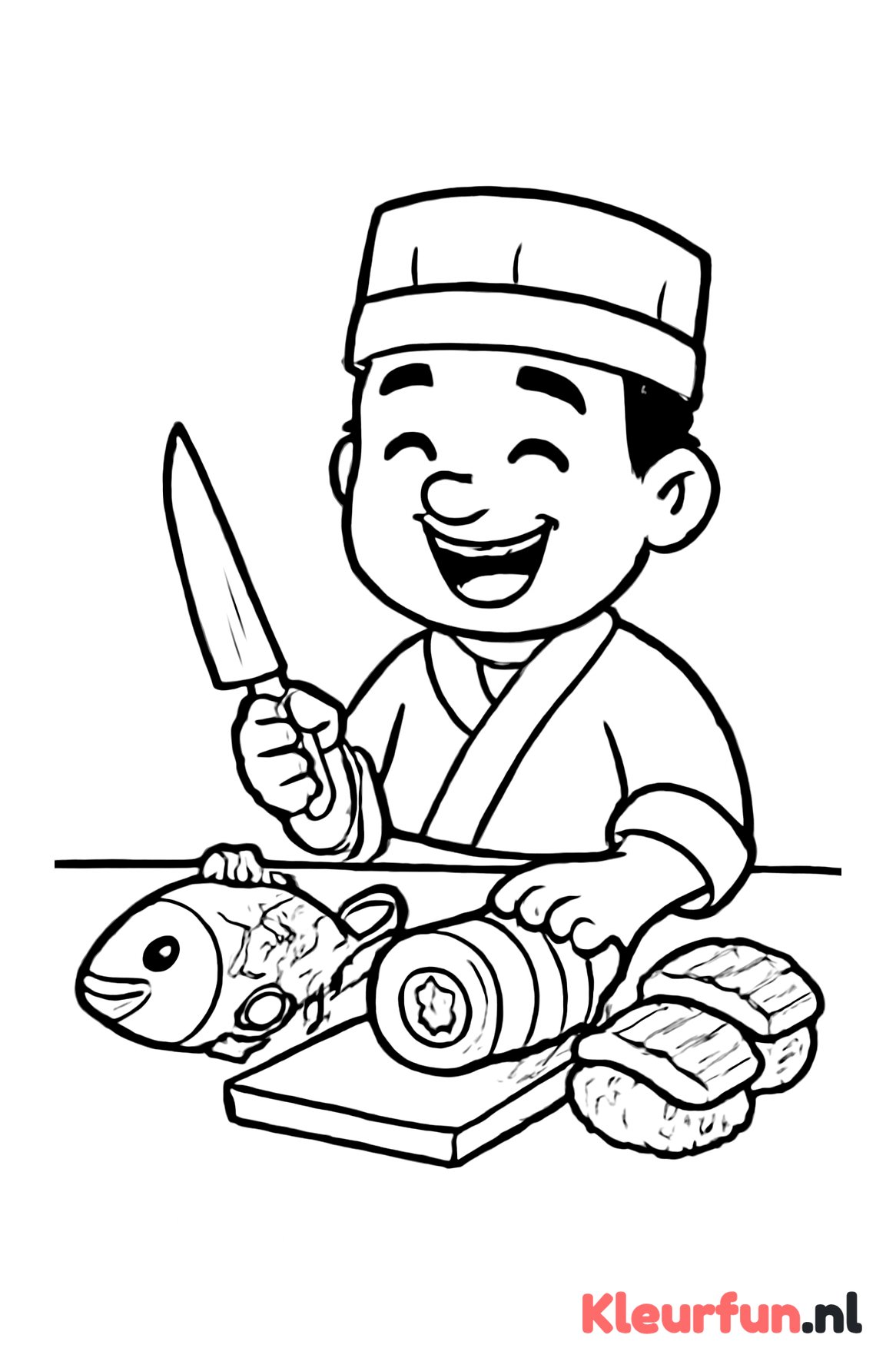 Vrolijke sushi chef