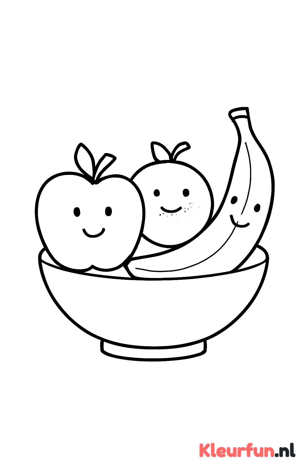 Vrolijke fruitschaal met simpel fruit